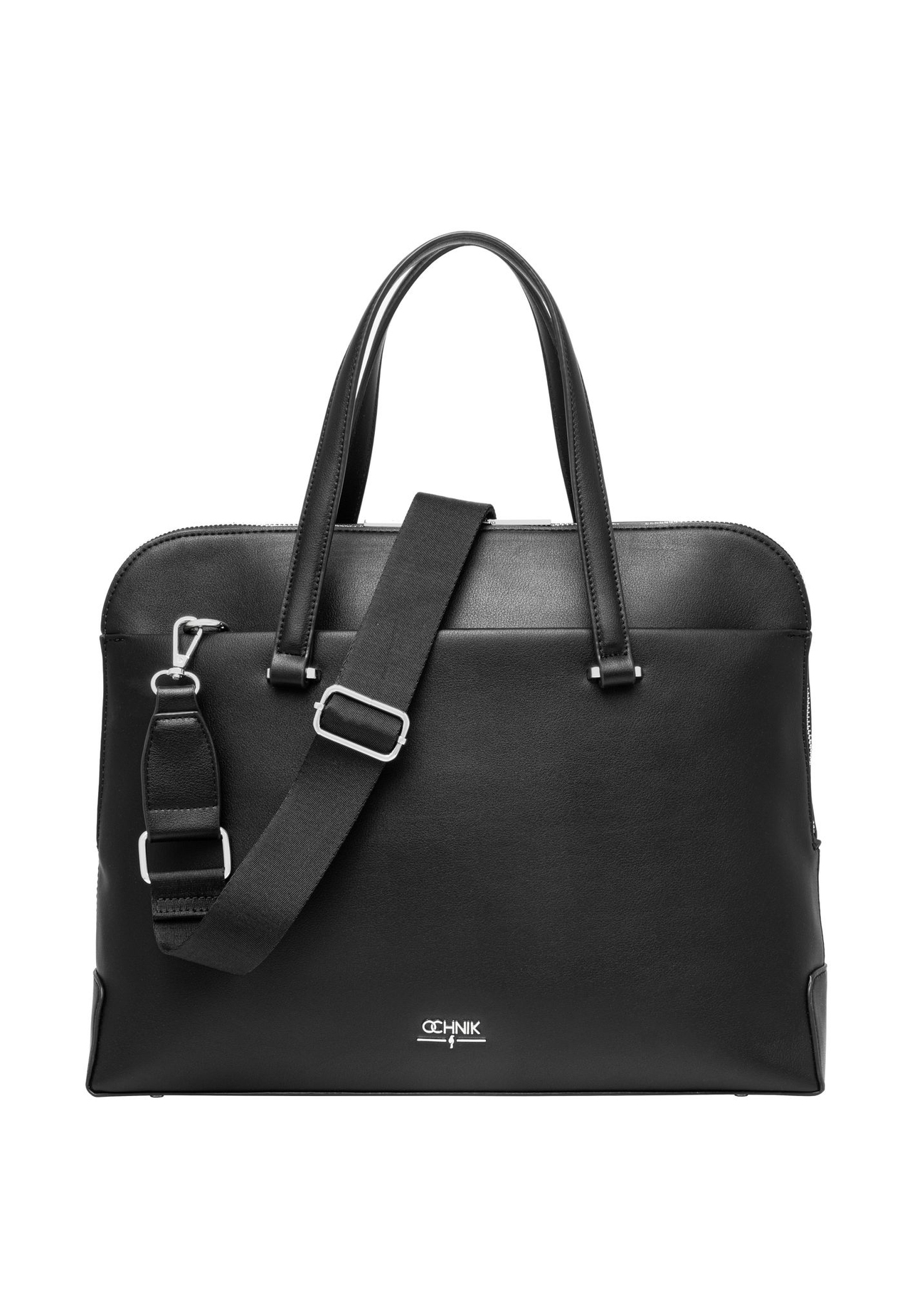 Czarna torba damska TOREC-1320-99(Z26) - widok produktu z przodu, na białym tle. 