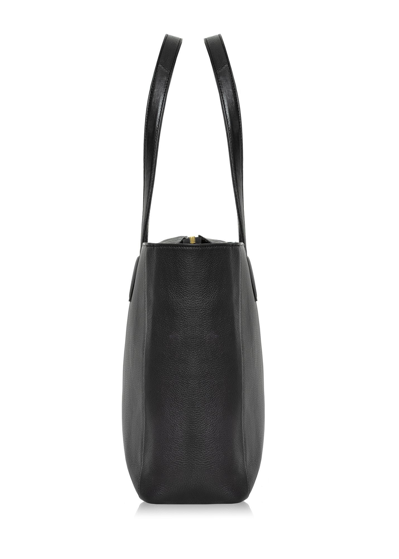 Czarna skórzana torebka shopper damska TORES-0971E-99(Z25) - widok boku na białym tle.