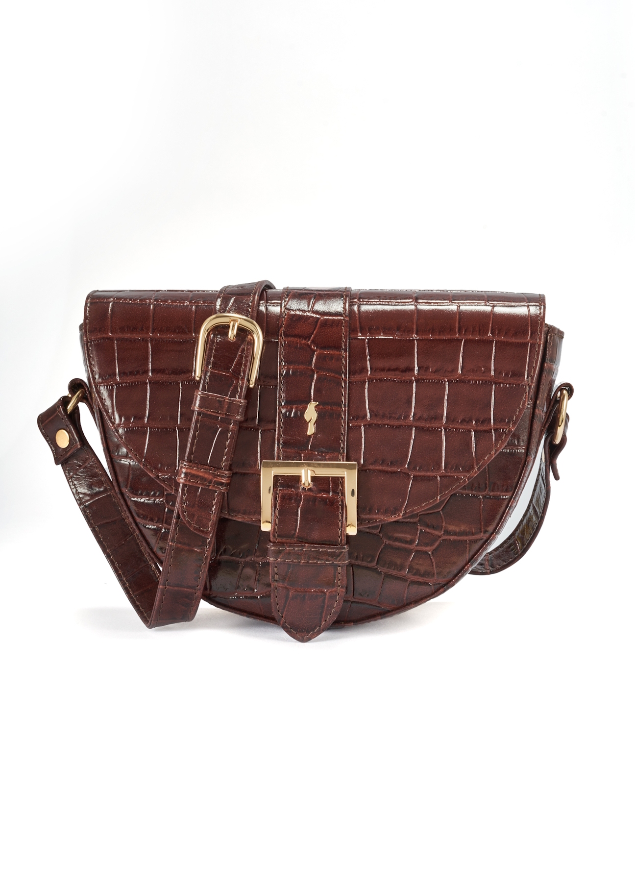 Brązowa skórzana torebka w stylu croco TORES-0707E-89(Z25)