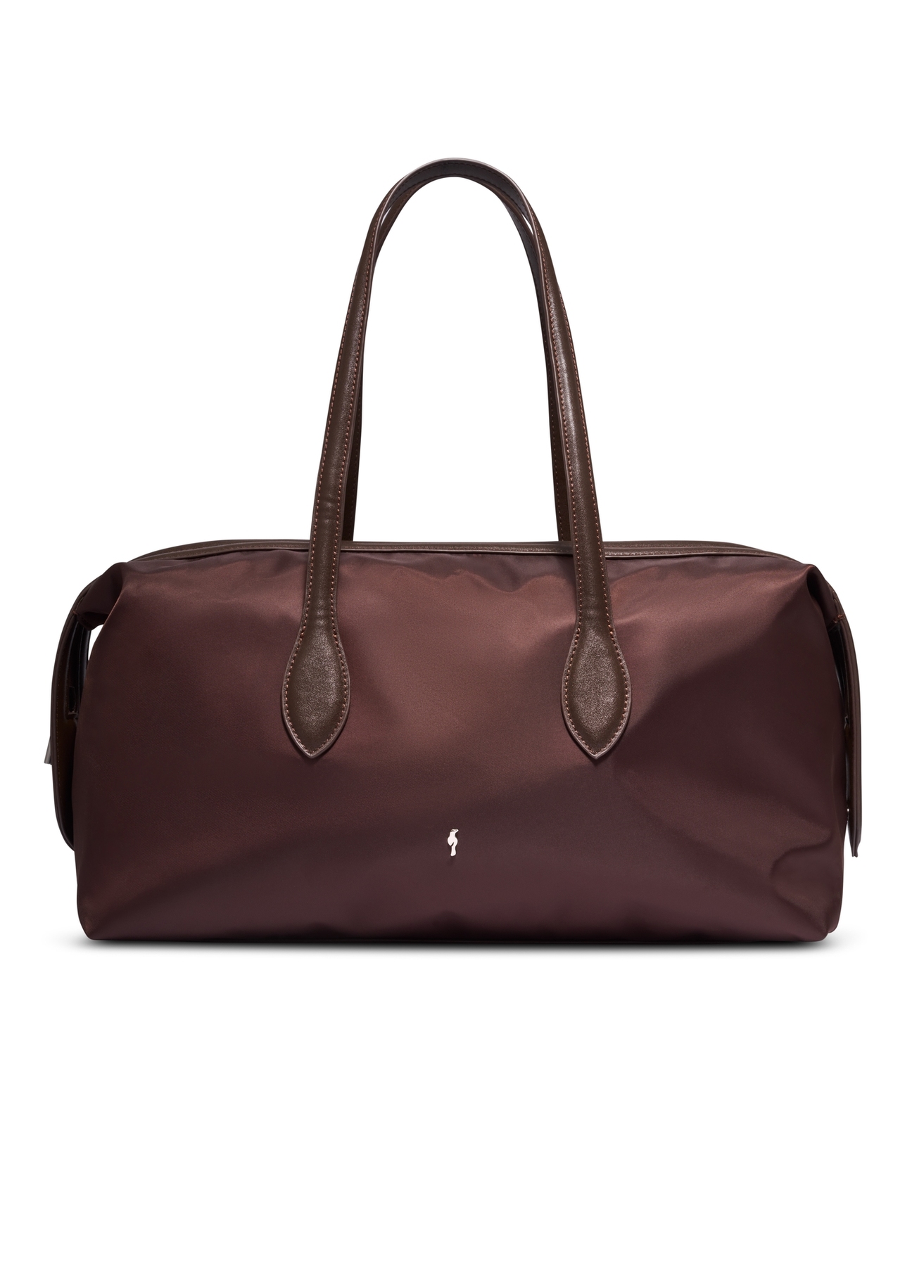 Duża torba ciemnobrązowa typu shopper TOREN-0354-1I(Z26), widok produktu z przodu na białym tle.