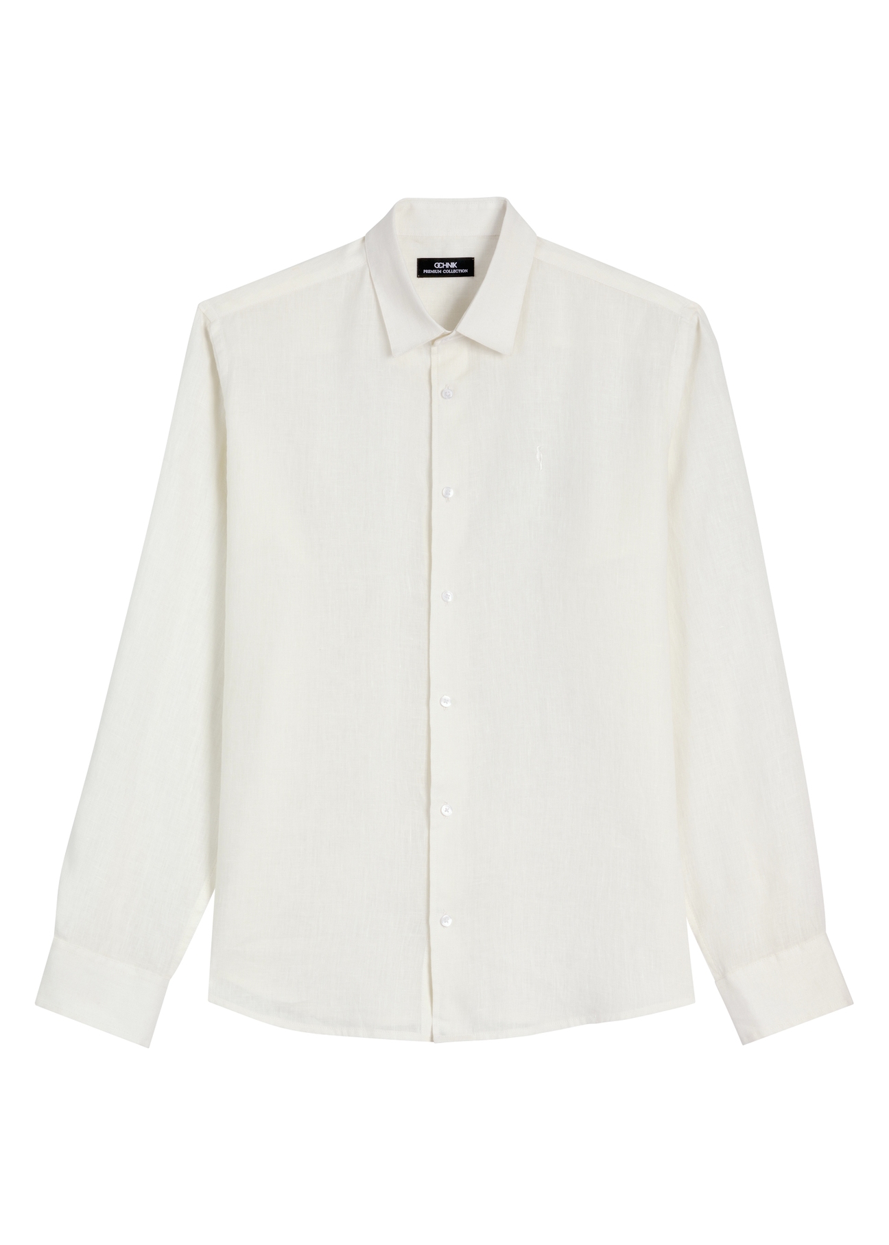 Kremowa lniana koszula męska KOSMT-0321A-0B(W26)