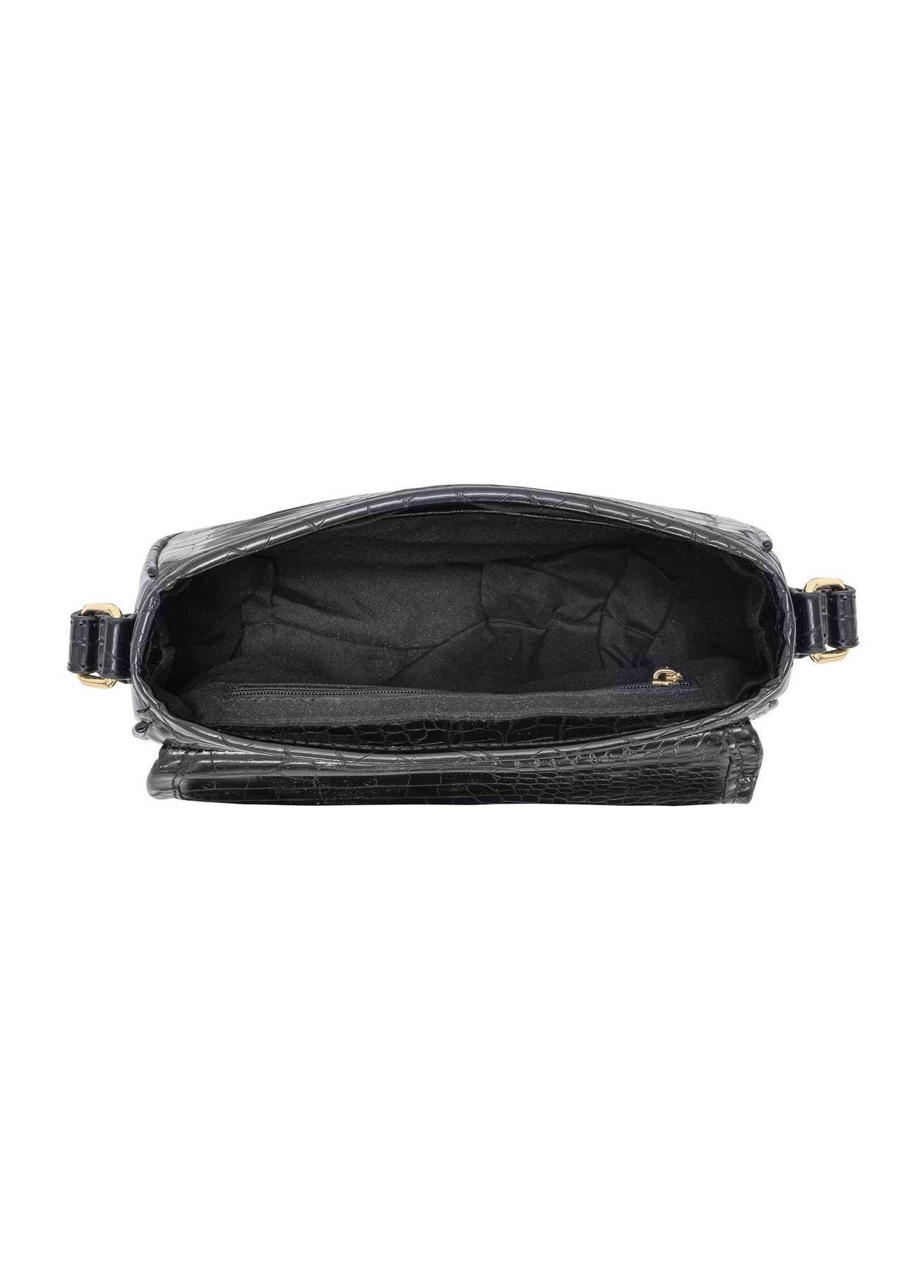 Czarna zaokrąglona listonoszka croco TOREC-0756A-97(W24)-05