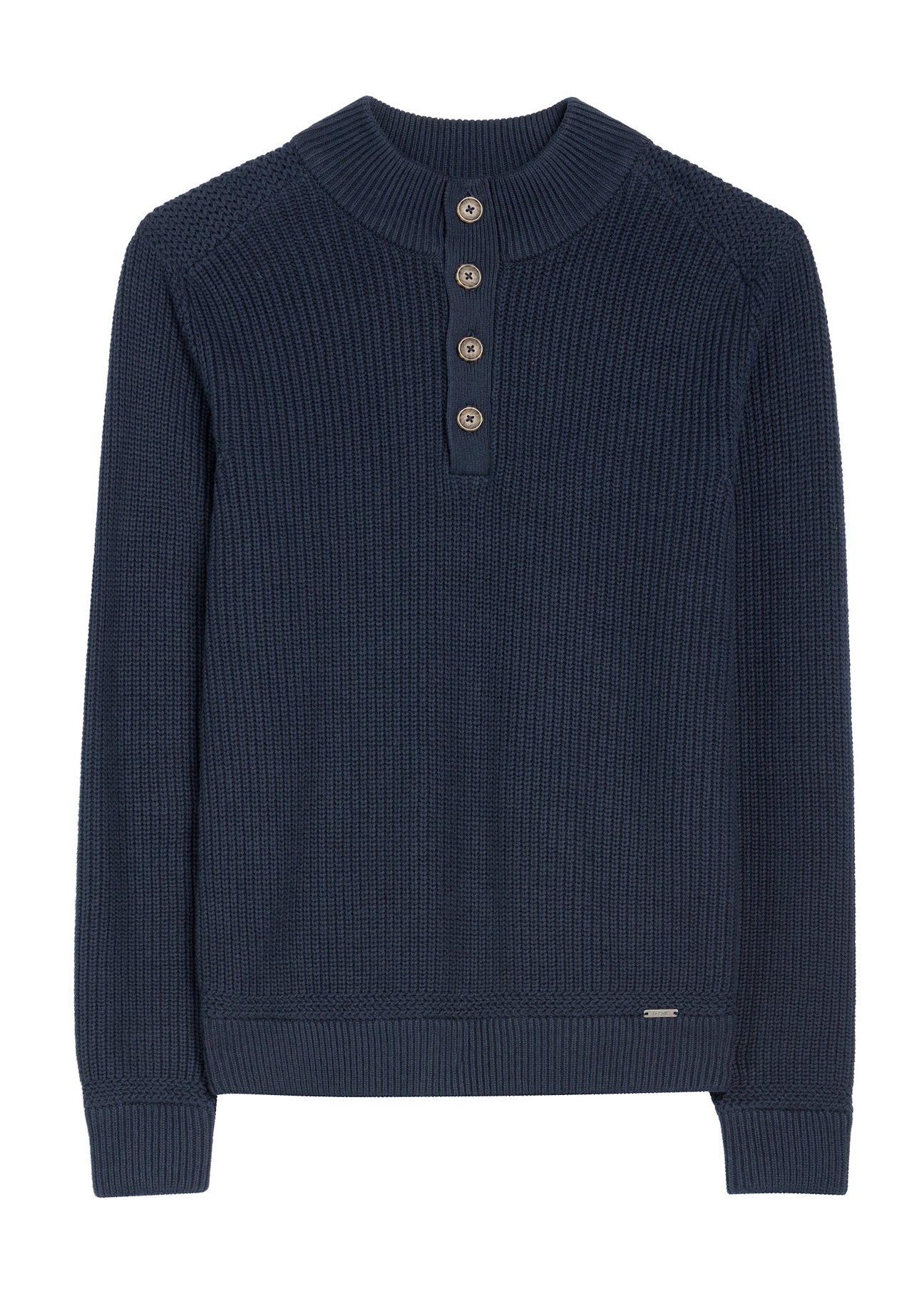 Granatowy sweter męski ze stójką SWEMT-0168-68(Z25), widok produktu z przodu na białym tle.