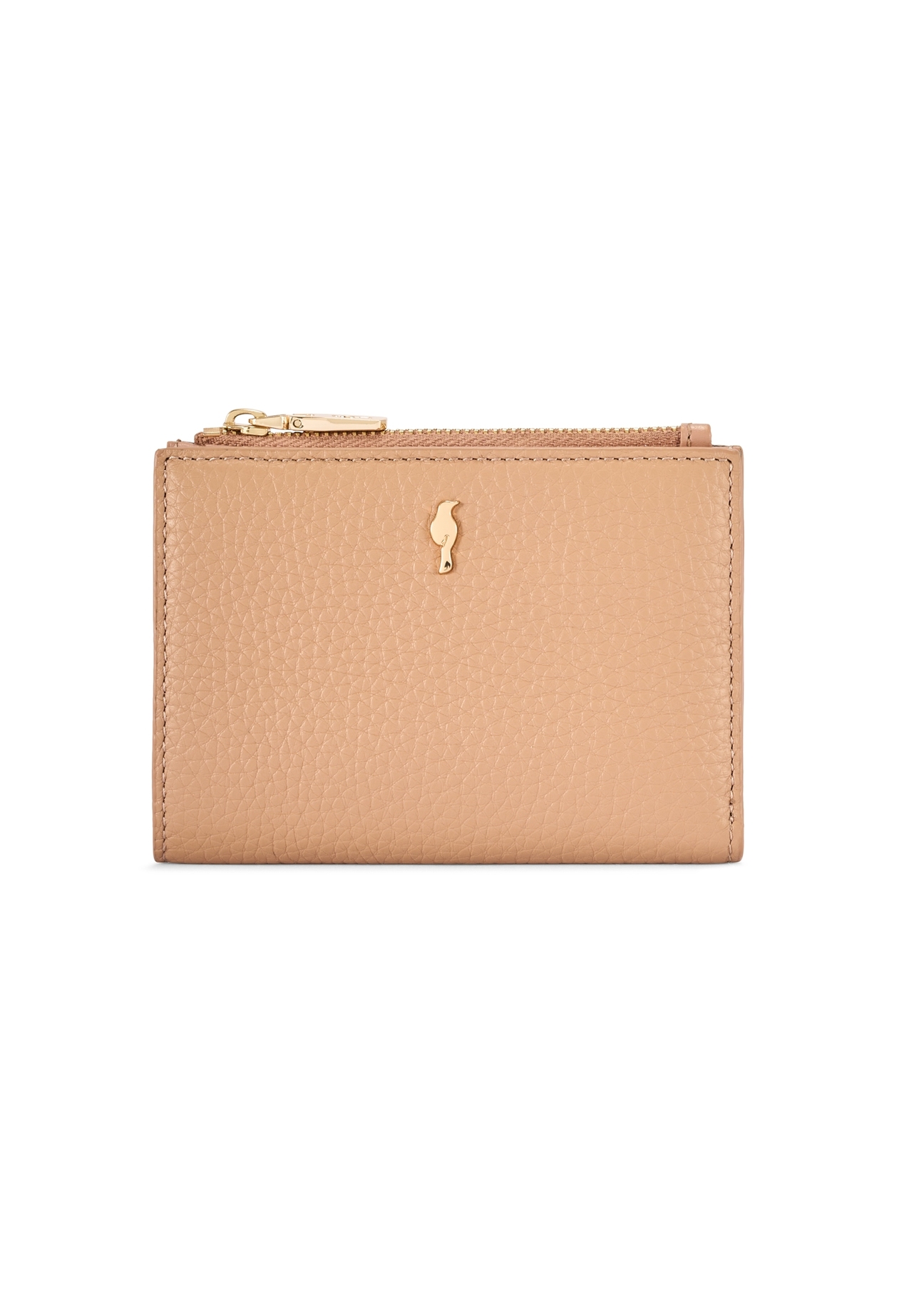 Skórzany portfel damski w kolorze brudnego różu PORES-0984-5D(W26), widok produktu z przodu na białym tle.