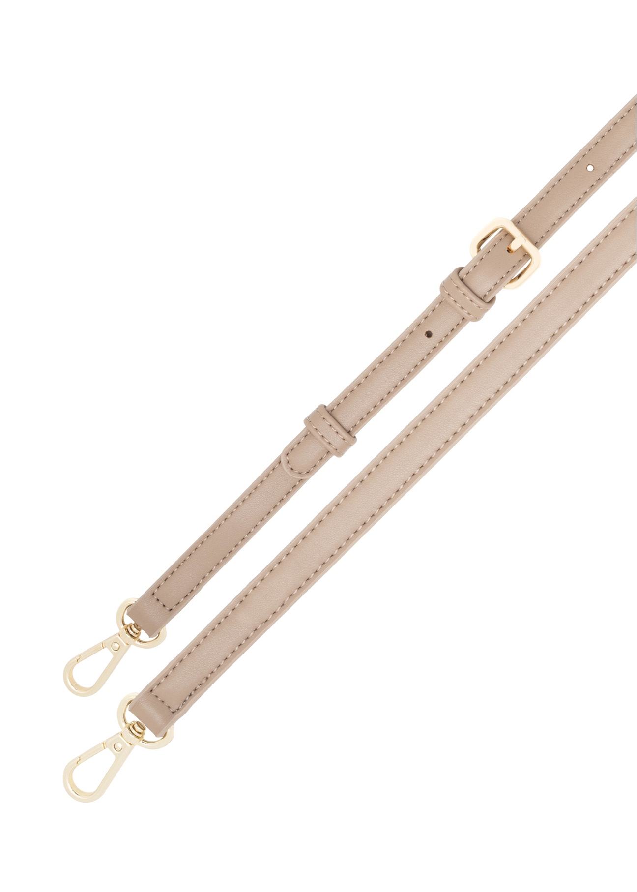 Beżowa torebka damska z przeszyciami TOREC-1151-1D(W26), wisok paska produktu na białym tle.