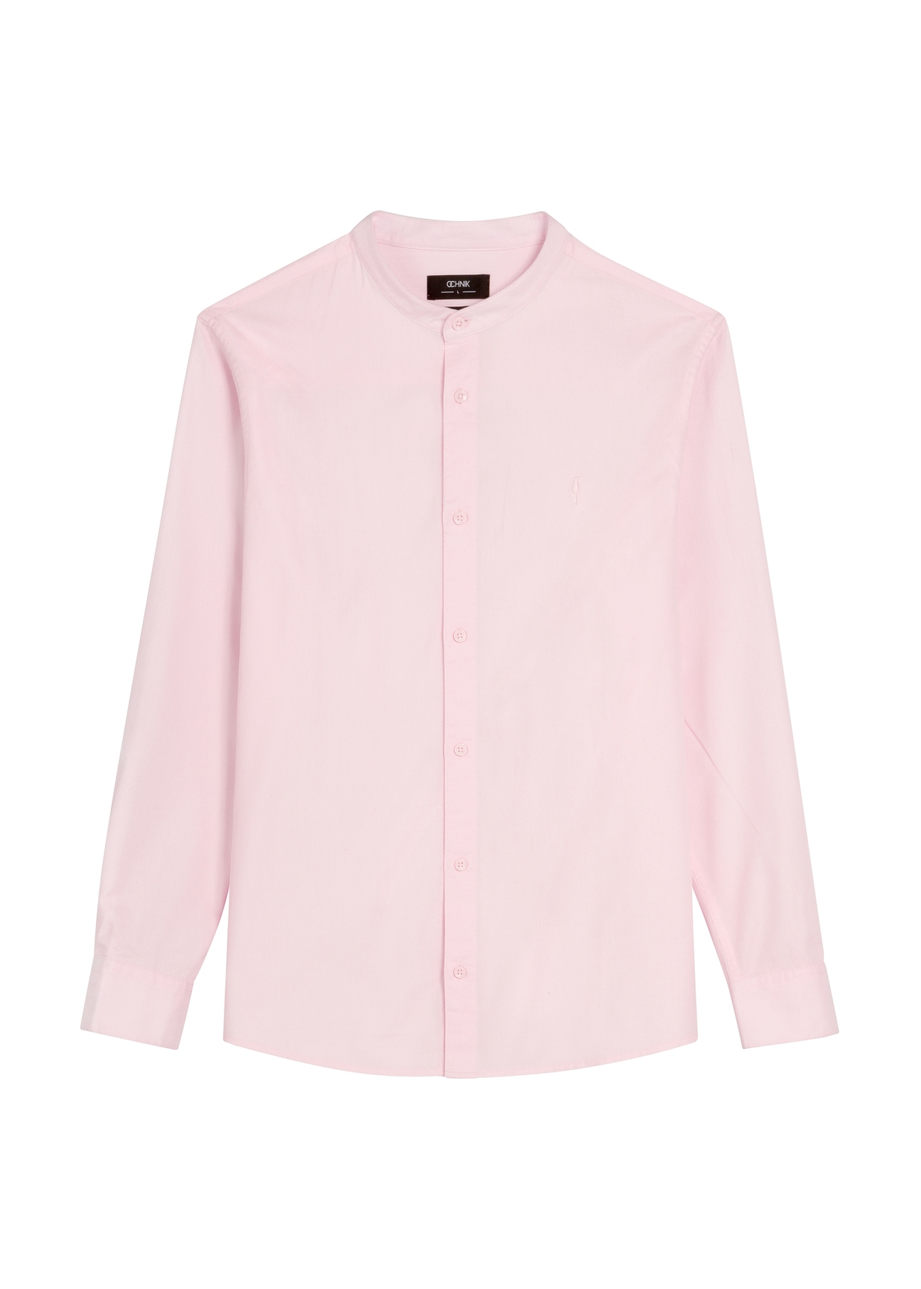 Jasnoróżowa bawełniana koszula męska KOSMT-0326-5A(W26), widok produktu z przodu na białym tle.