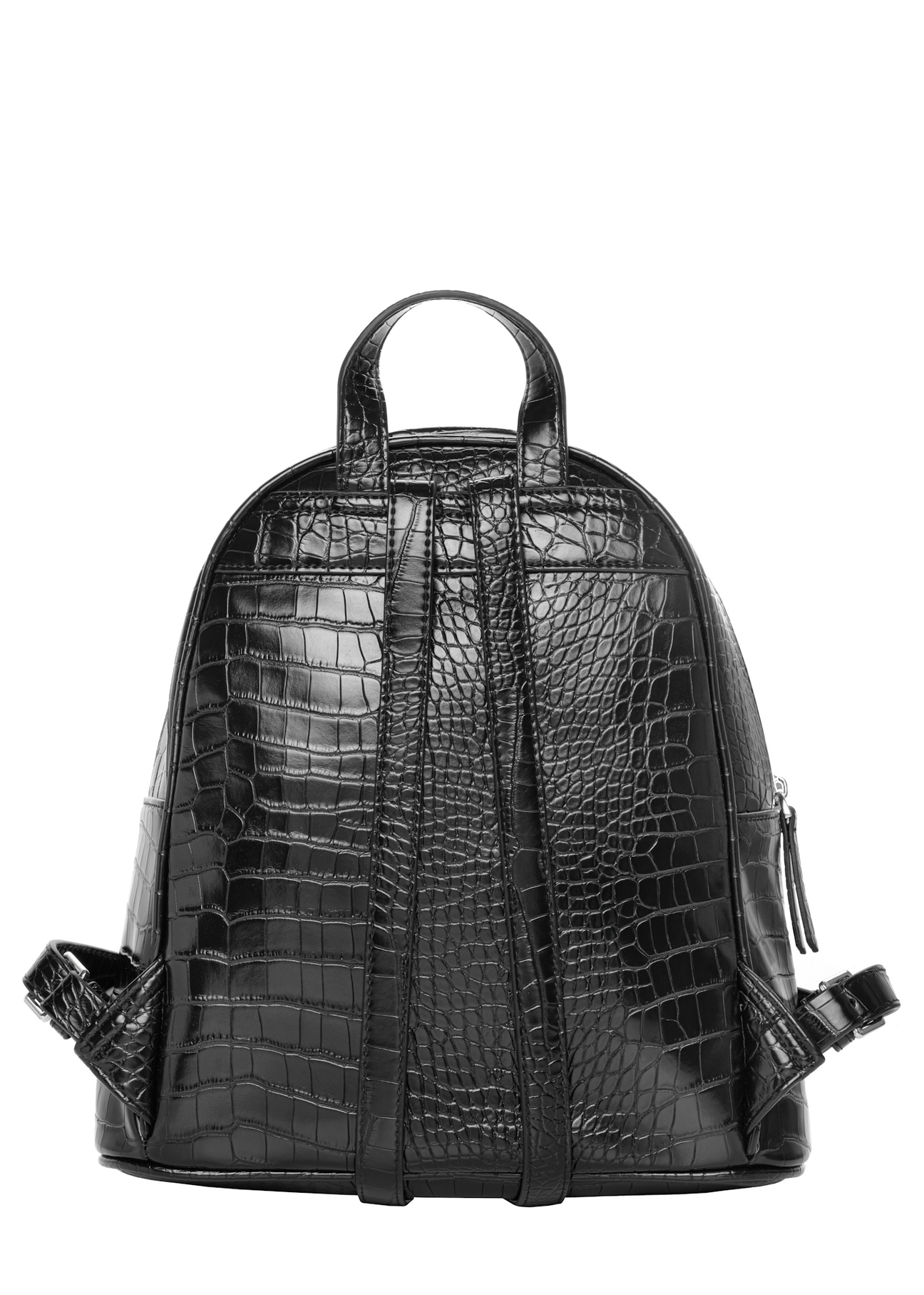 Czarny plecak damski croco TOREC-1263-9G(Z26), widok produktu z tyłu na jasnym tle.