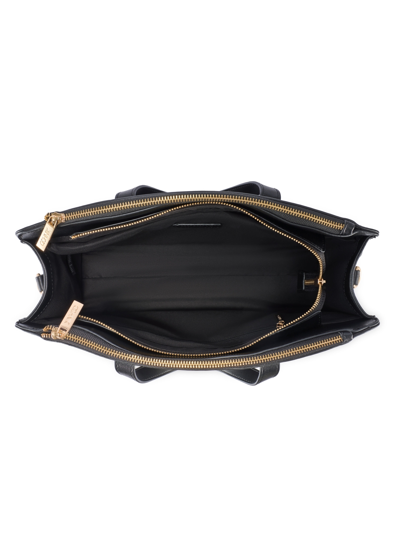 Czarna torba damska z imitacji skóry TOREC-1143-99(W26), widok produktu w środku na białym tle.