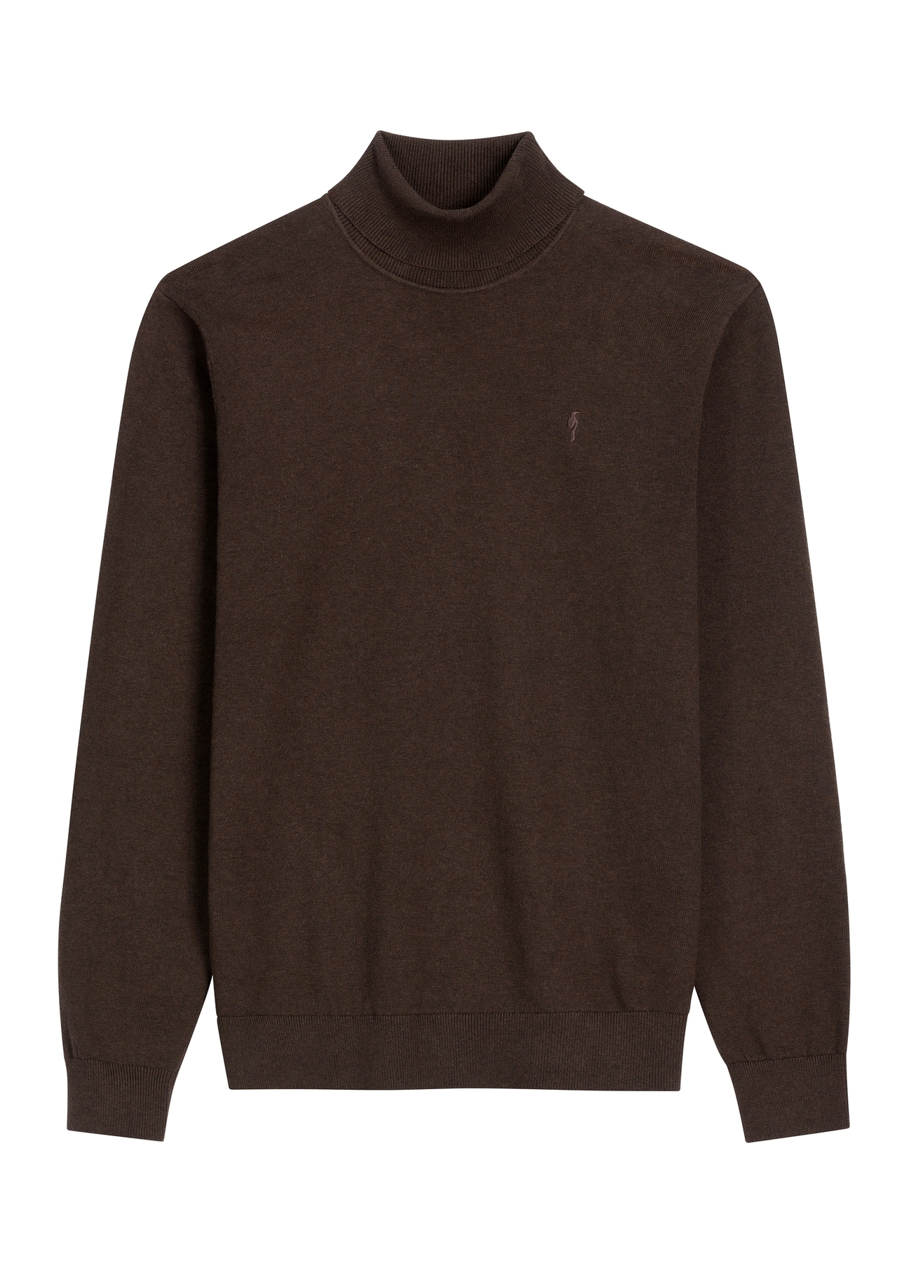 Sweter męski z golfem w kolorze ciemnobrązowym SWEMT-0095B-1I(Z26)