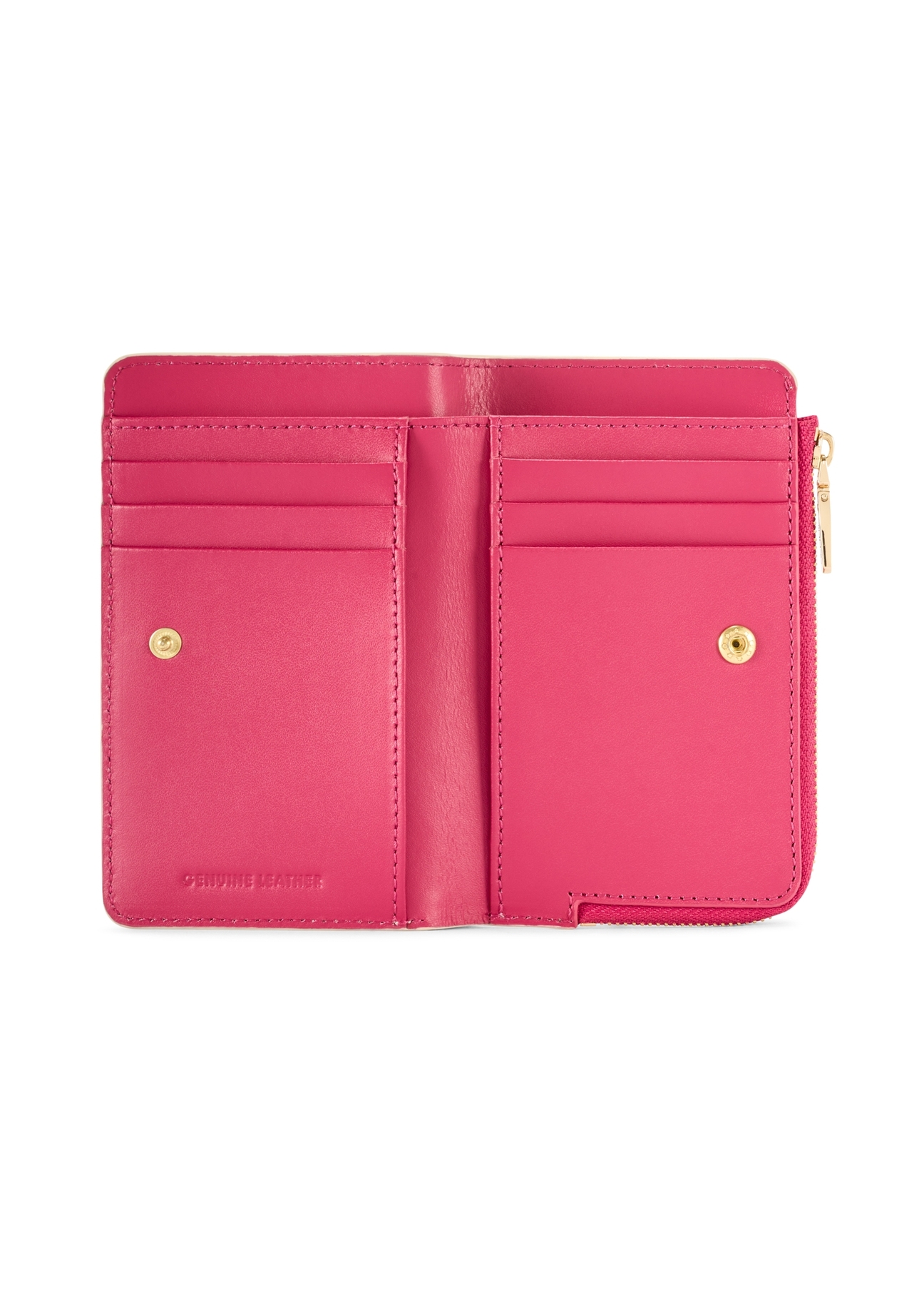 Skórzany kremowy portfel damski PORES-0983-0P(W26), widok produktu w środku na białym tle.