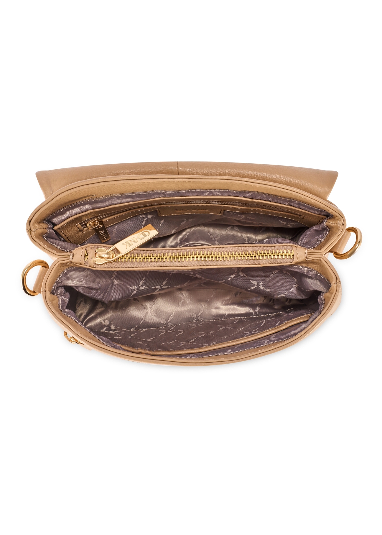 Beżowa skórzana torebka damska TORES-0911F-1B(W26)