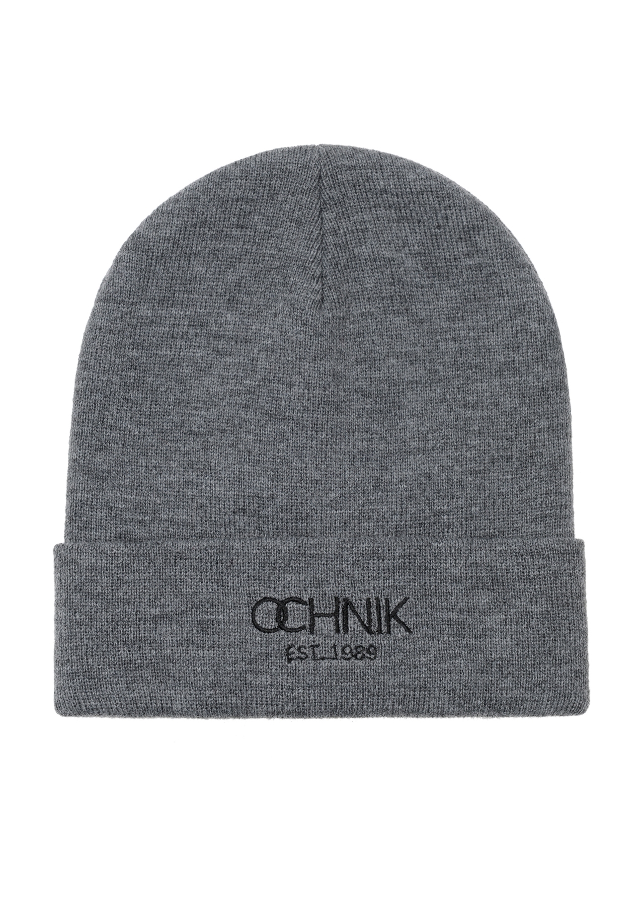 Szara czapka zimowa męska z logo OCHNIK CZAMT-0064A-91(Z23)-02