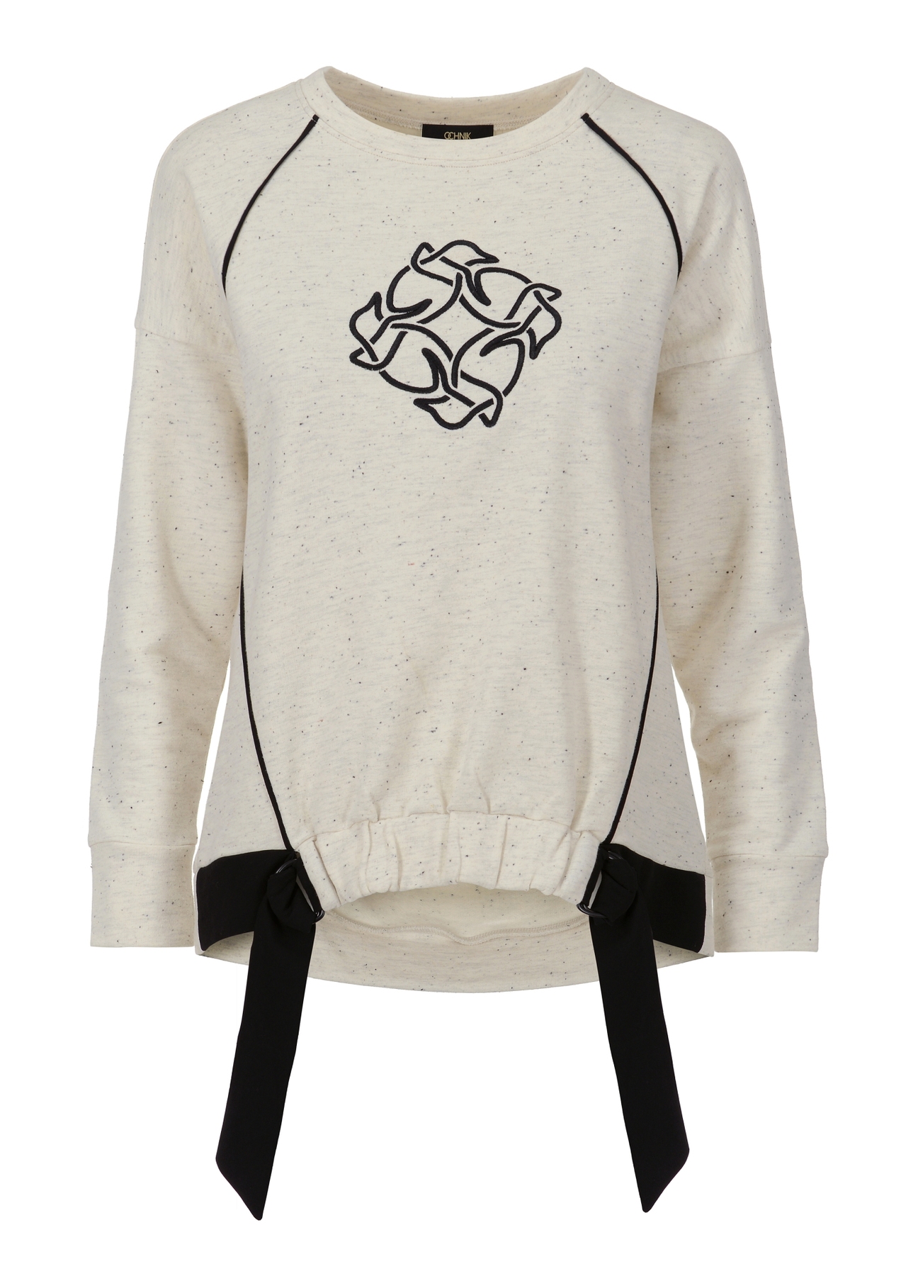 Kremowa bluza damska z monogramem BLZDT-0093-12(Z23)-04