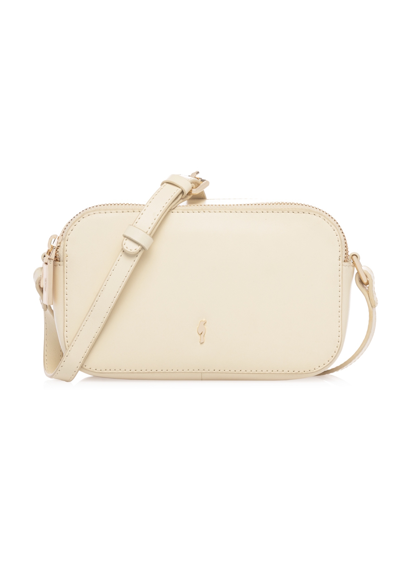 Skórzana jasnożółta torebka damska TORES-1289-2A(W26), widok produktu z przodu na białym tle.