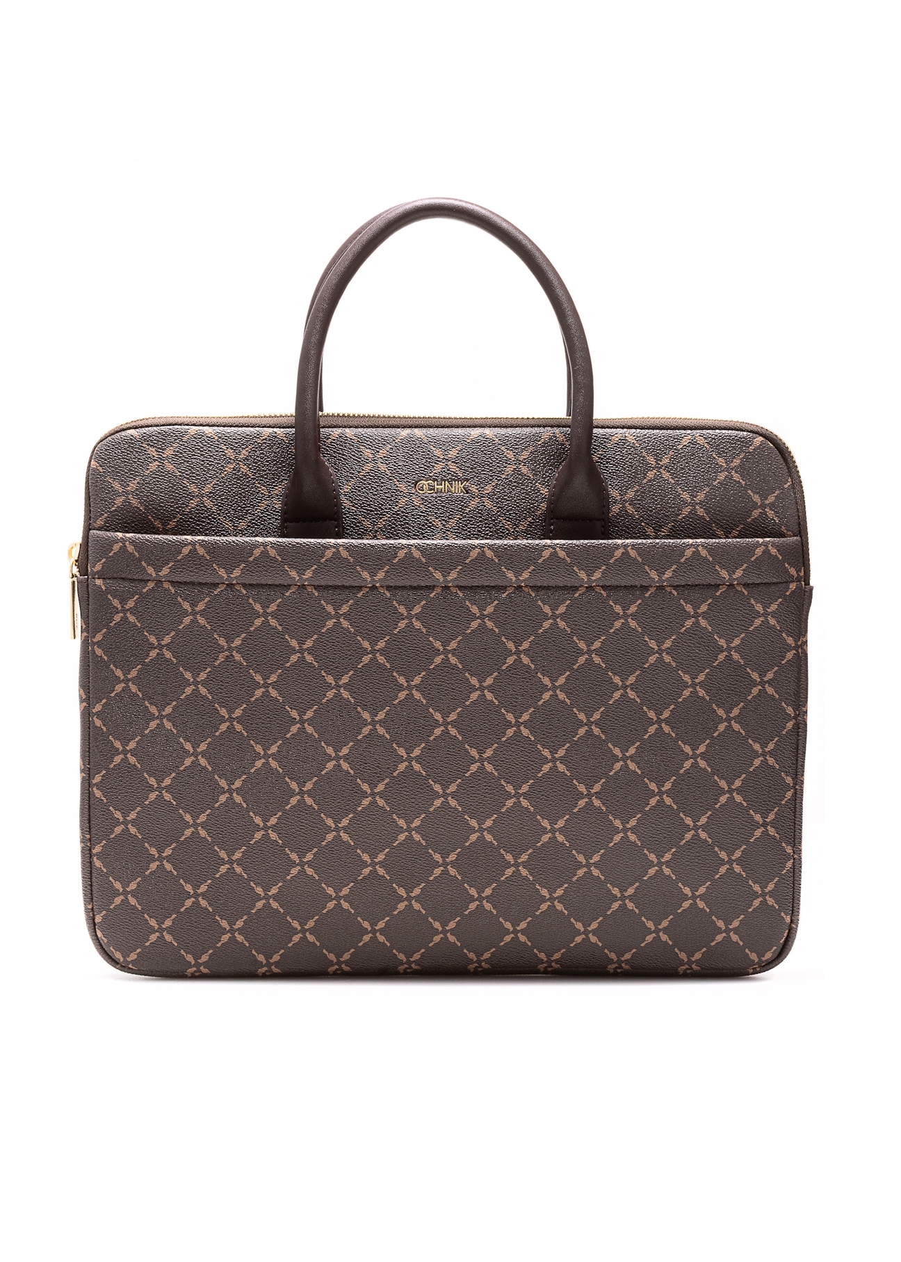Brązowa torba na laptopa z monogramem TOREC-1078-89(Z25)