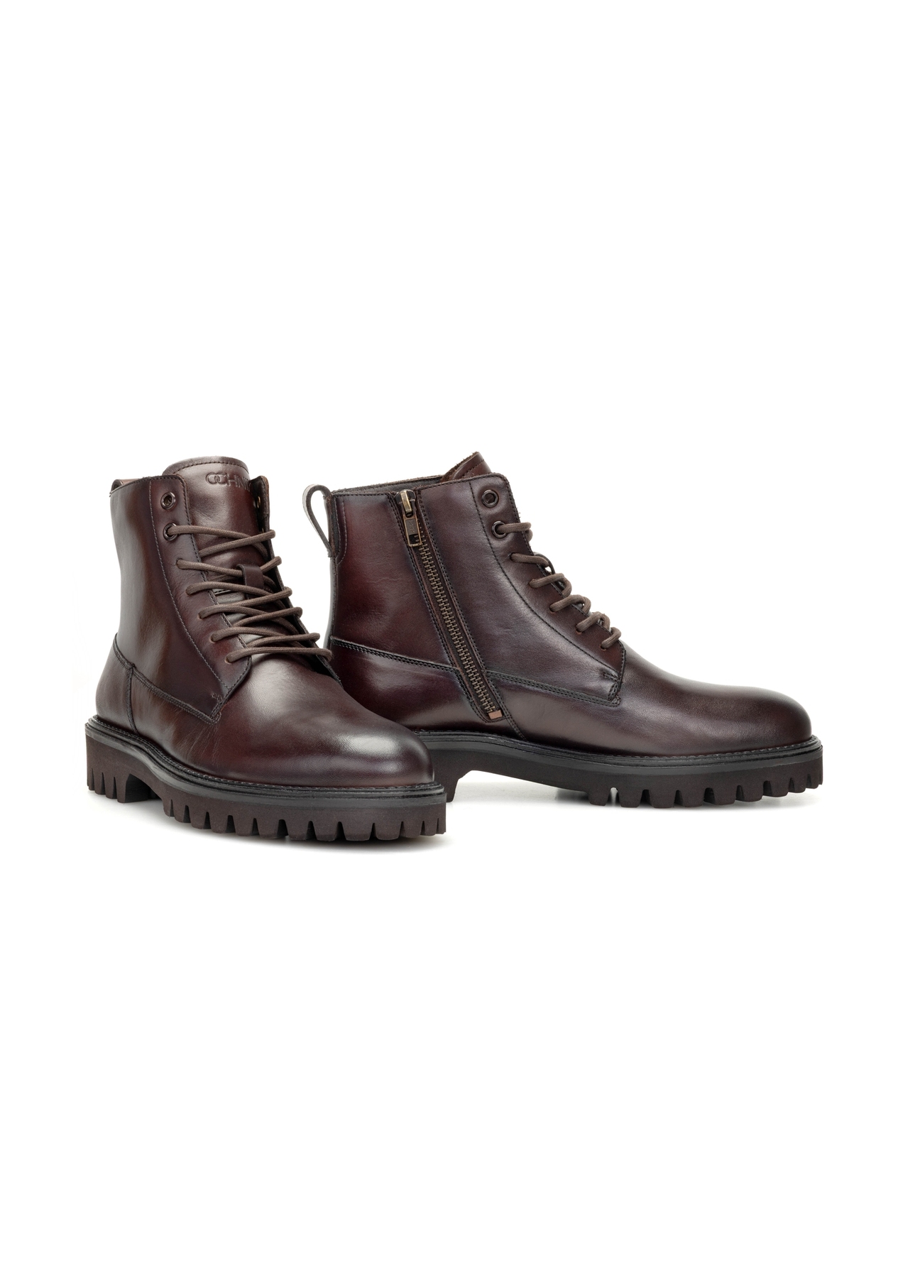 Skórzane trzewiki męskie w kolorze brązowym BUTYM-0507-89(Z25)