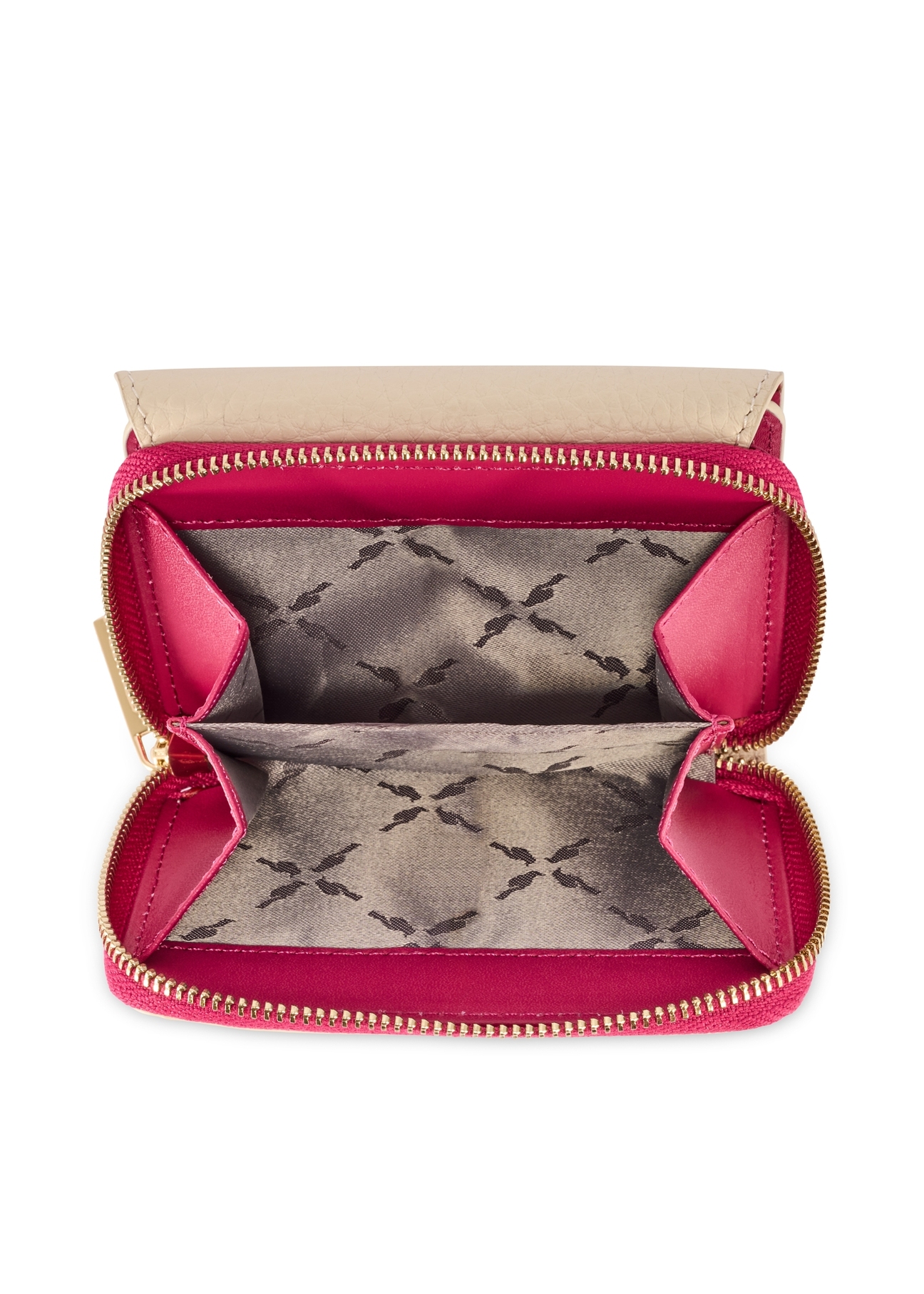 Mały skórzany portfel damski PORES-0982-0P(W26), widok produktu w środku na białym tle.