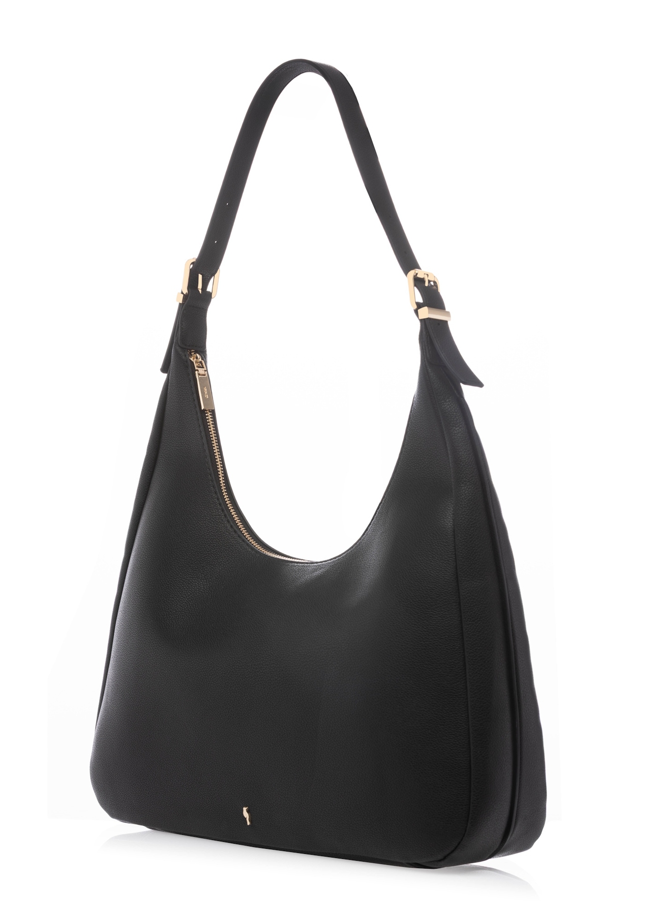 Czarna torebka damska shopper TOREC-1238-99(W26), widok produktu skosem na białym tle.