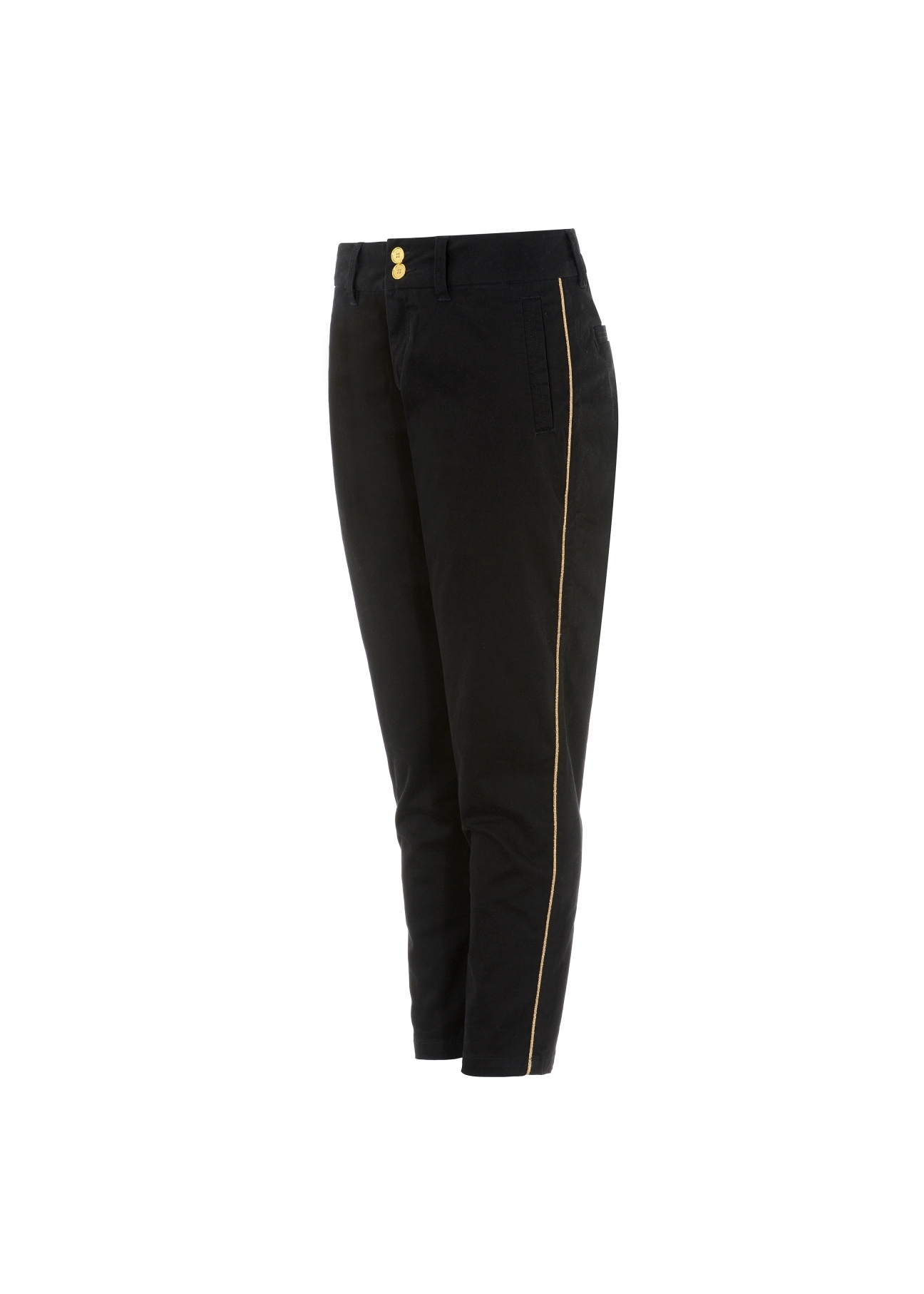 Czarne spodnie damskie z lampasem SPODT-0056-99(W21)-03