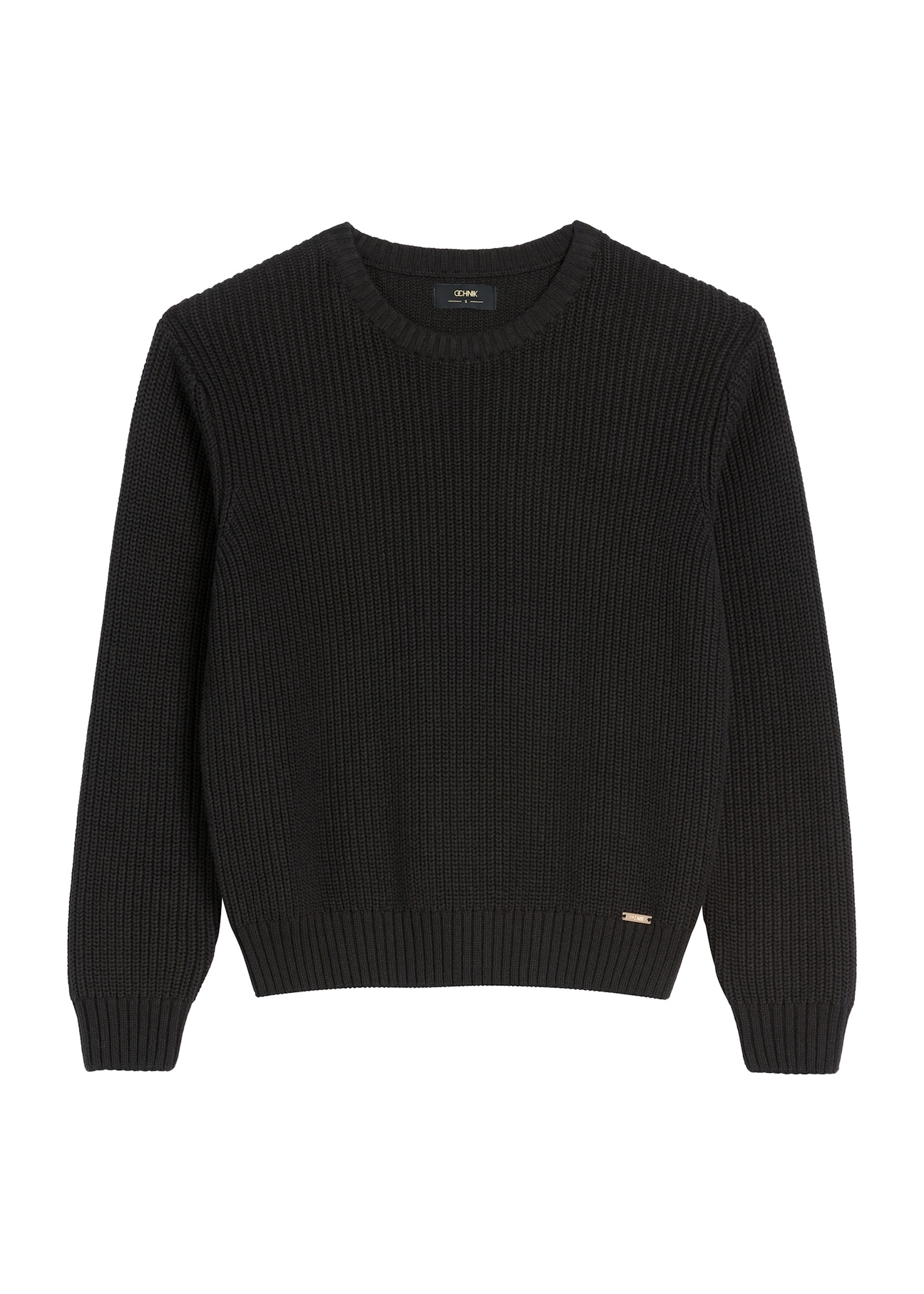 Czarny sweter damski SWEDT-0238-99(Z25), widok produktu z przodu na białym tle.
