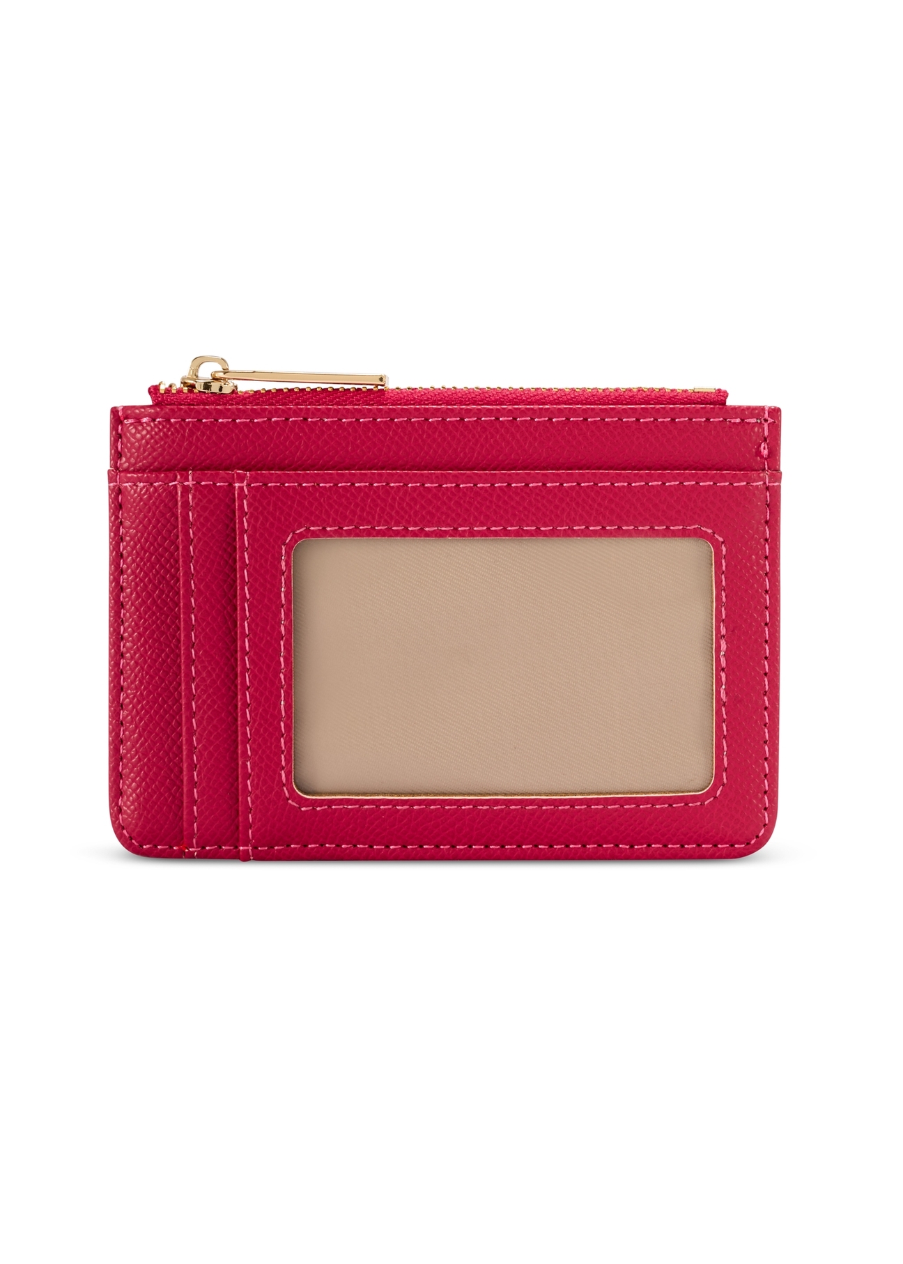 Fuksjowe etui na karty POREC-0413-5E(W26), widok produktu z tyłu na białym tle.