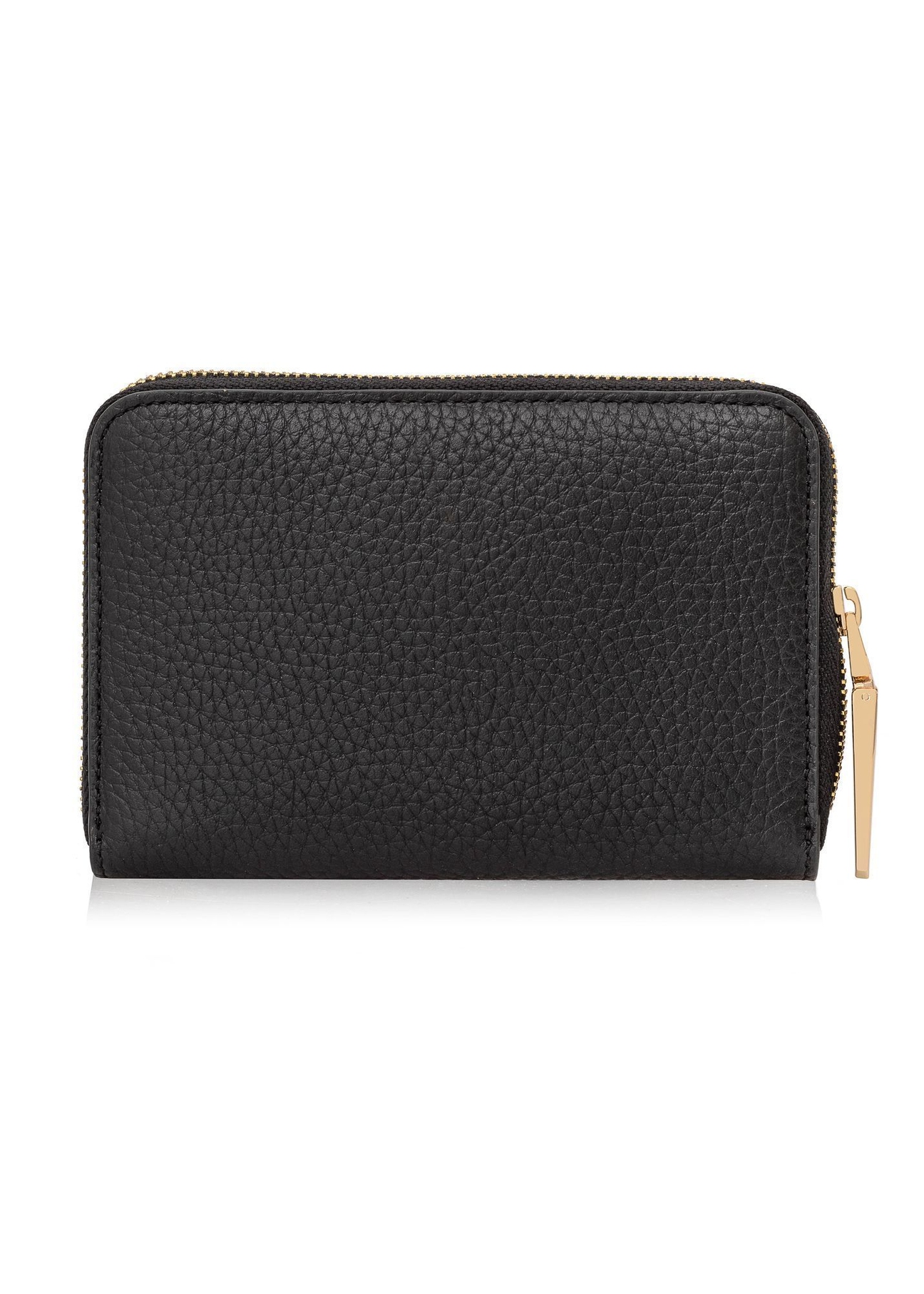 Czarny skórzany średni portfel damski PORES-0898R-9I(W26), widok produktu z tyłu na białym tle.