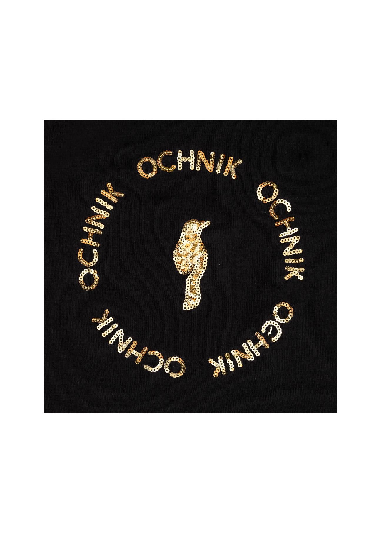 Czarny T-shirt damski z aplikacją TSHDT-0071A-99(Z23)-02