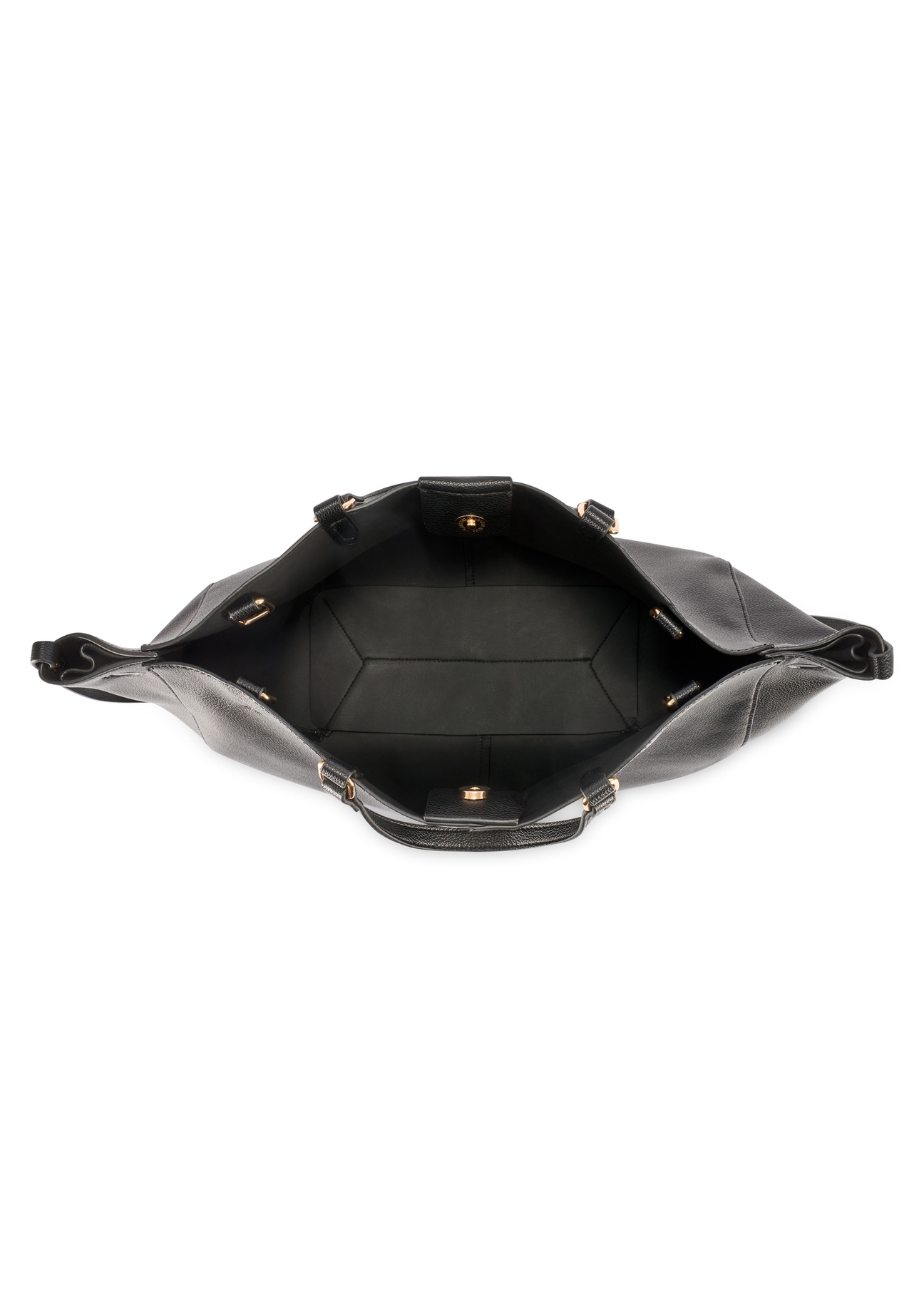 Duża czarna torebka shopper TOREC-1201-99(W26), widok produktu w środku na białym tle.