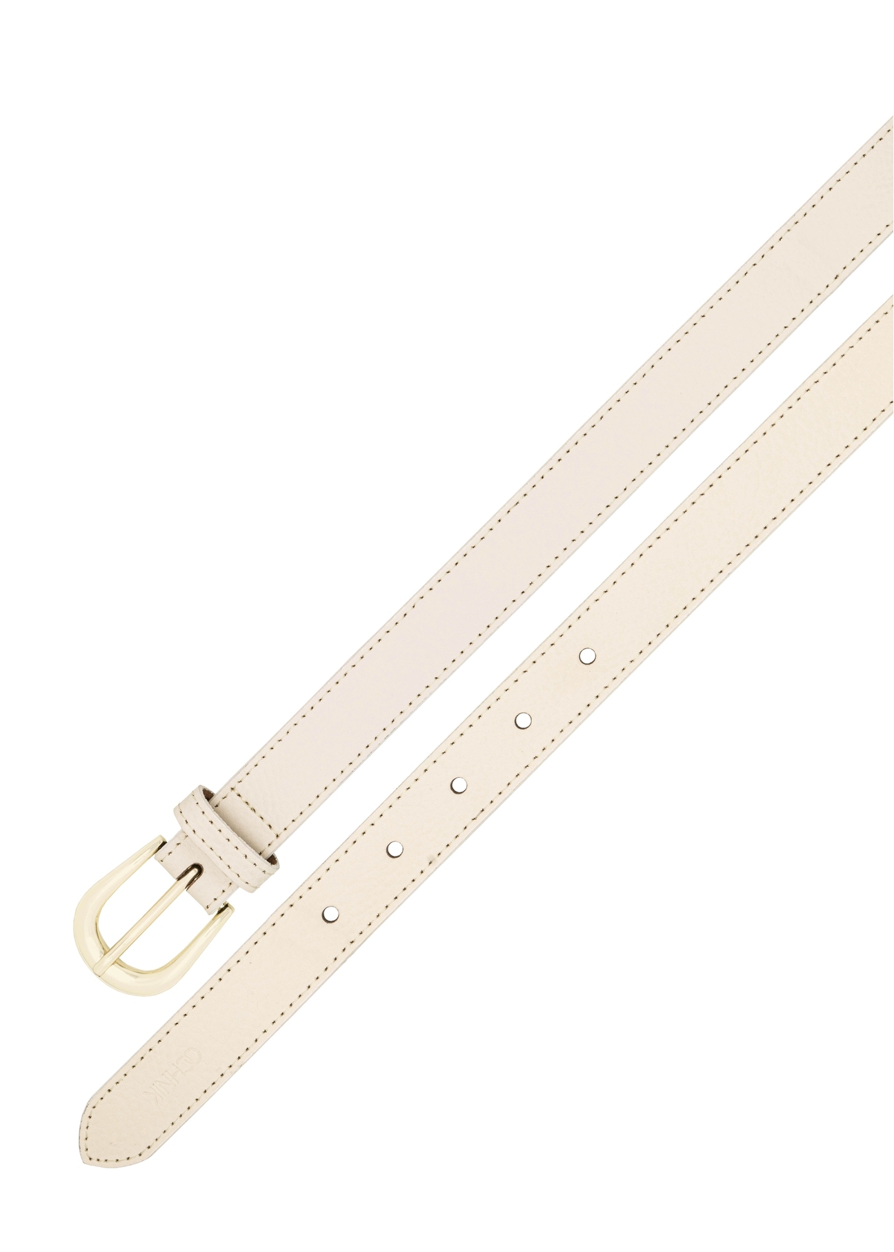 Biały skórzany pasek damski PASDS-0303-0B(W26) - widok produktu z góry, na białym tle.