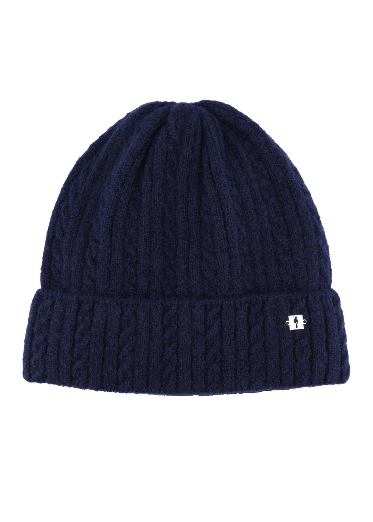 Granatowa czapka damska CZADT-0170-7E(Z26), widok produktu z przodu na białym tle.