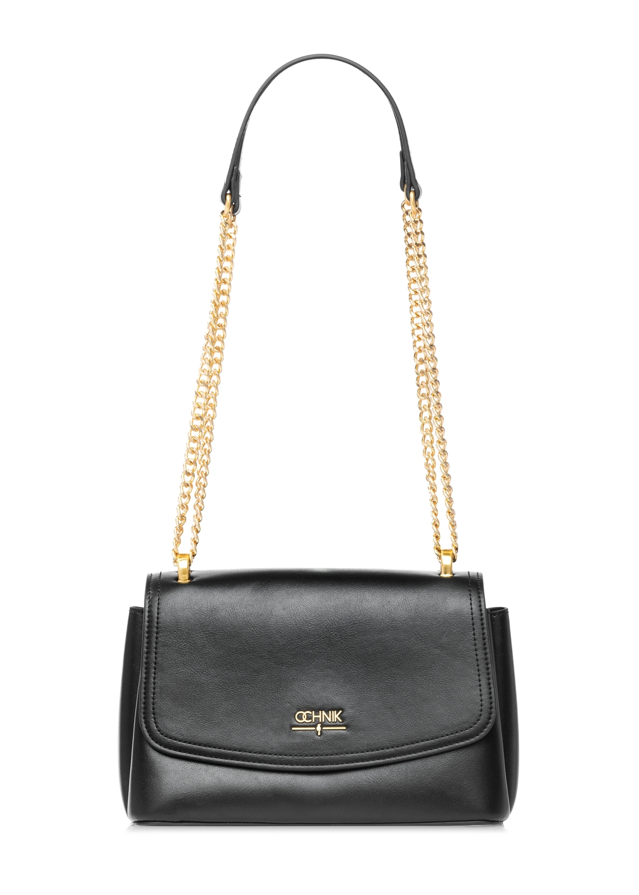 Czarna listonoszka na łańcuszku TOREC-1152-99(W26) - widok produktu z przodu, na białym tle.  