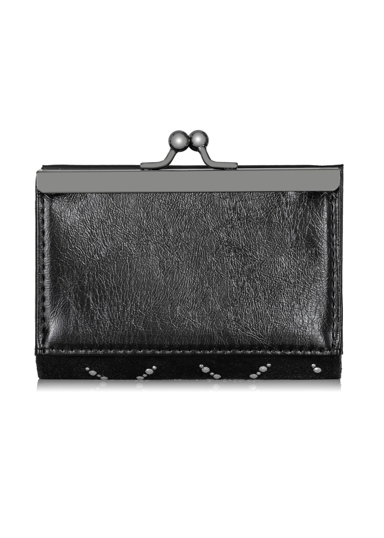 Czarny mały portfel z monogramem damski POREC-0342-99(Z23)-03
