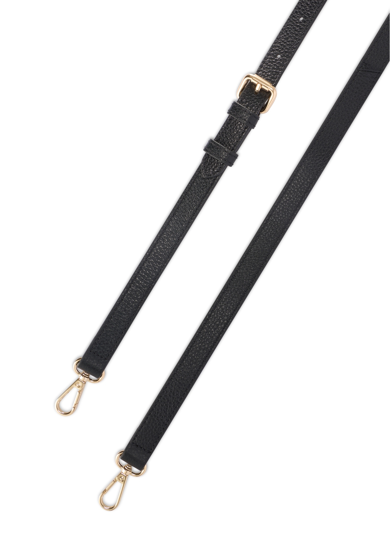 Skórzana torebka damska w kolorze czarnym TORES-1220-9I(W26) - widok na paski, na białym tle.