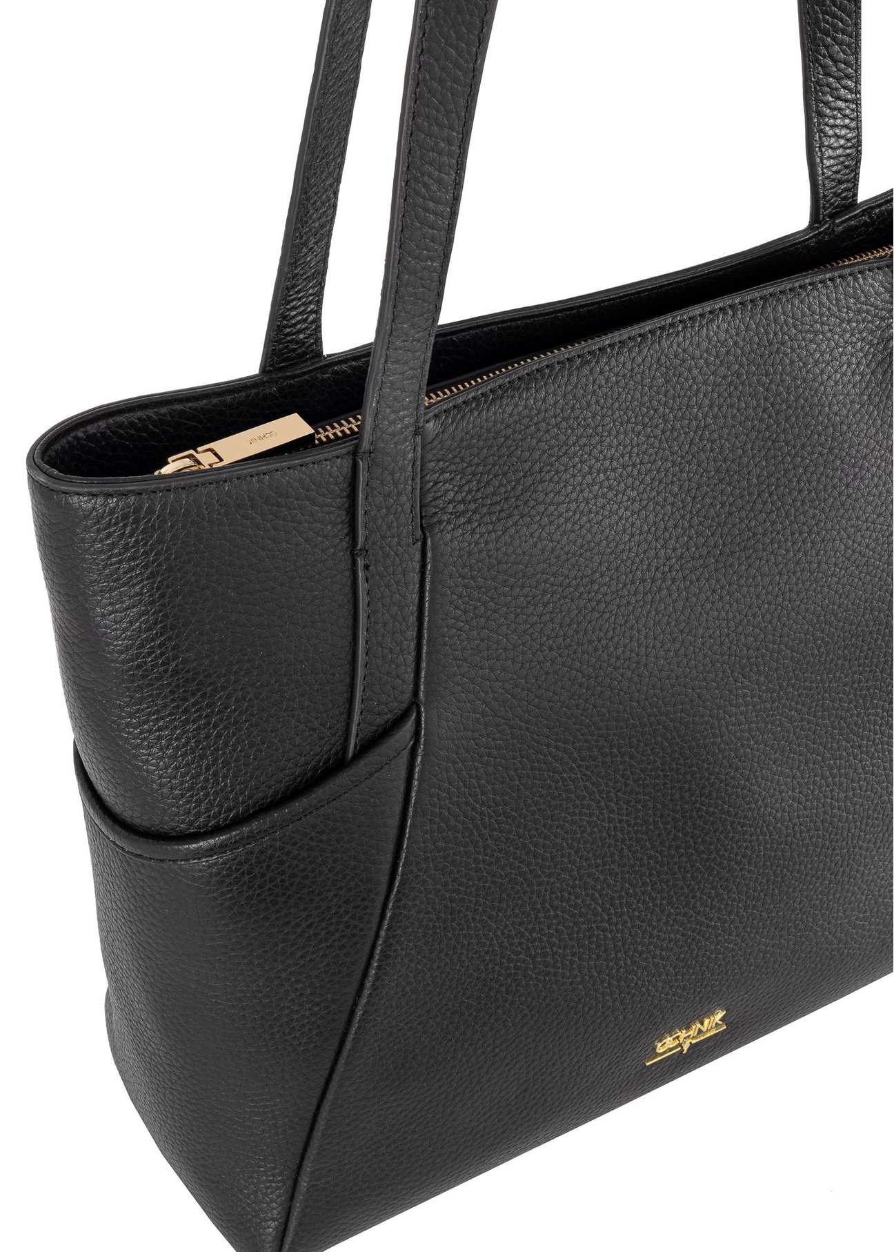 Czarna skórzana torebka shopper TORES-0980-99(W24)-07