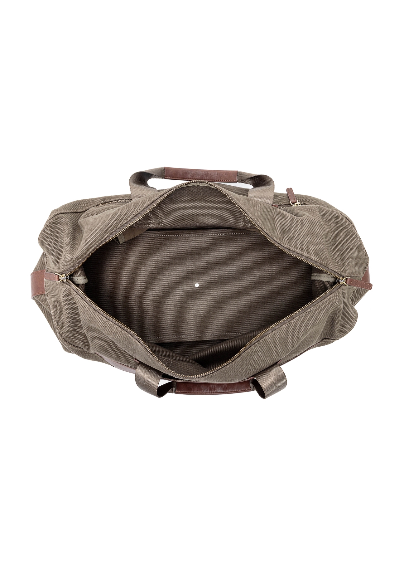 Torba podróżna w kolorze khaki TORMN-0372-55(Z25), widok produktu od środka na białym tle.