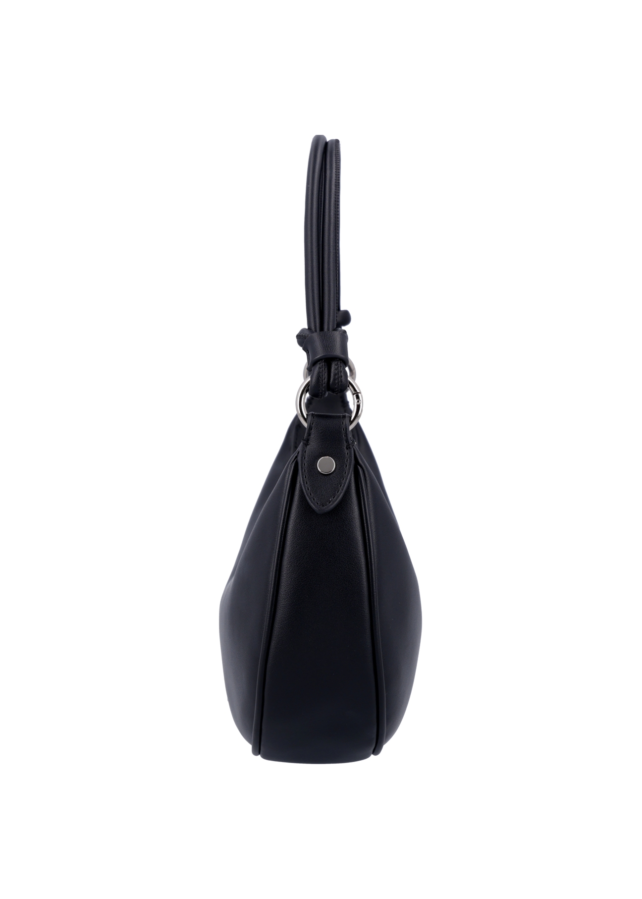 Czarna mała torebka damska hobo TOREC-1097-99(Z26), widok produktu z boku na białym tle.