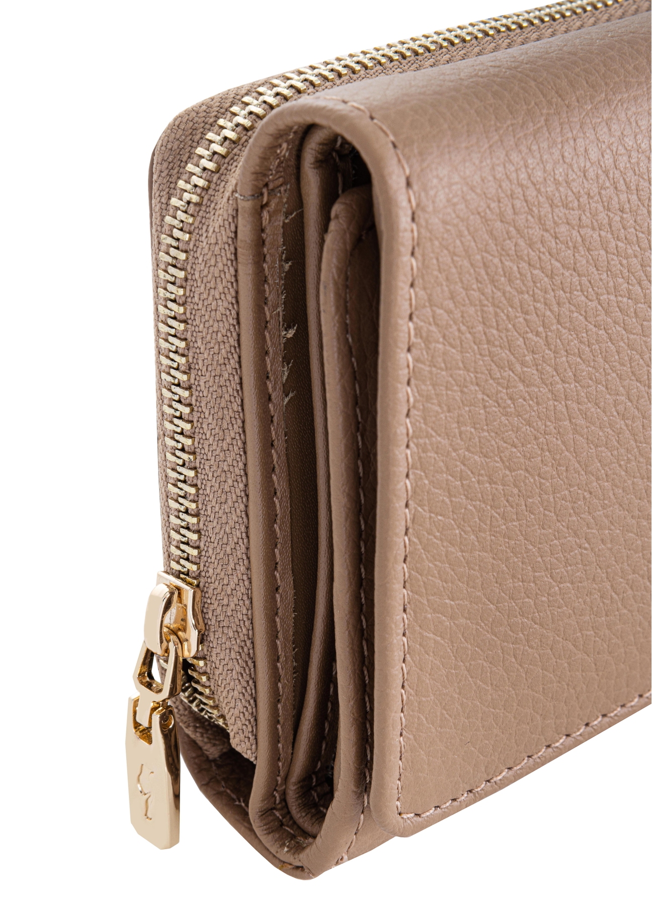 Duży beżowy skórzany portfel damski PORES-0801A-81(W23)-07