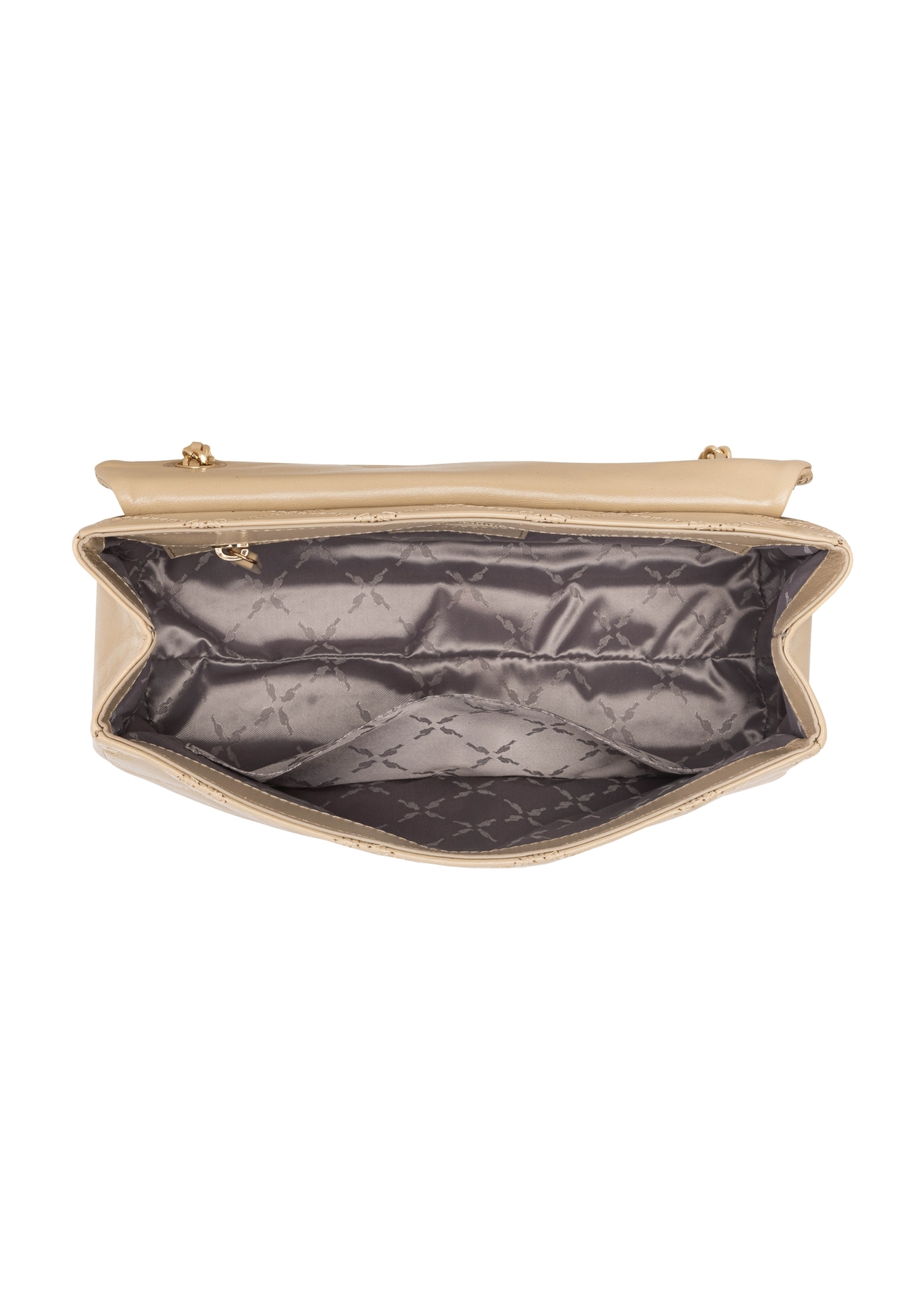 Beżowa skórzana torebka damska z łańcuszkiem TORES-1110-1B(W26)