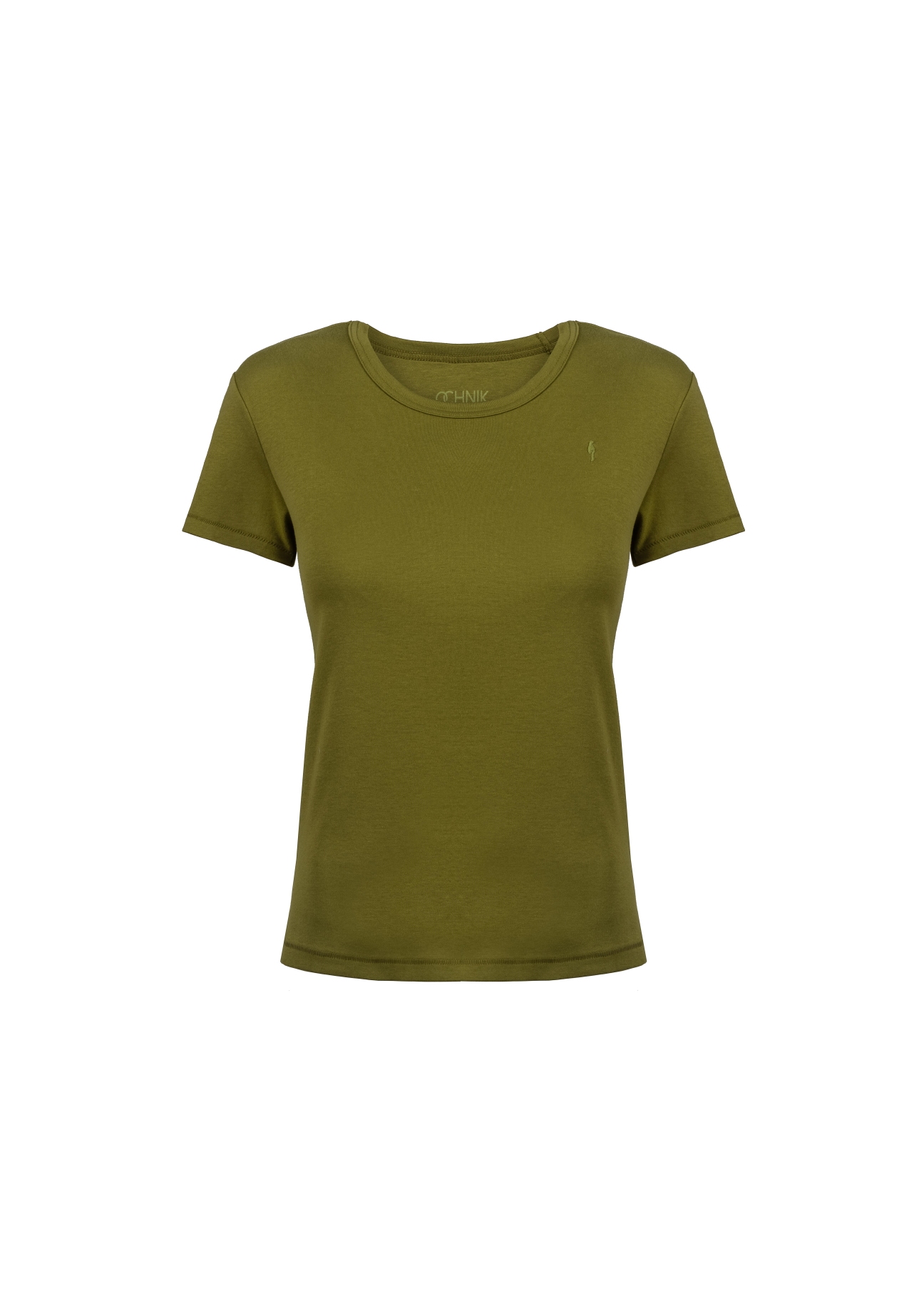 T-shirt khaki basic damski TSHDT-0076-55(Z21)-02
