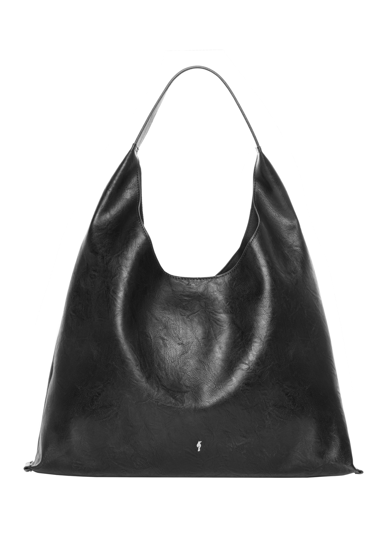 Czarna torebka damska na ramię typu shopper TOREC-1385-99(Z26). Widok od przodu na białym tle.