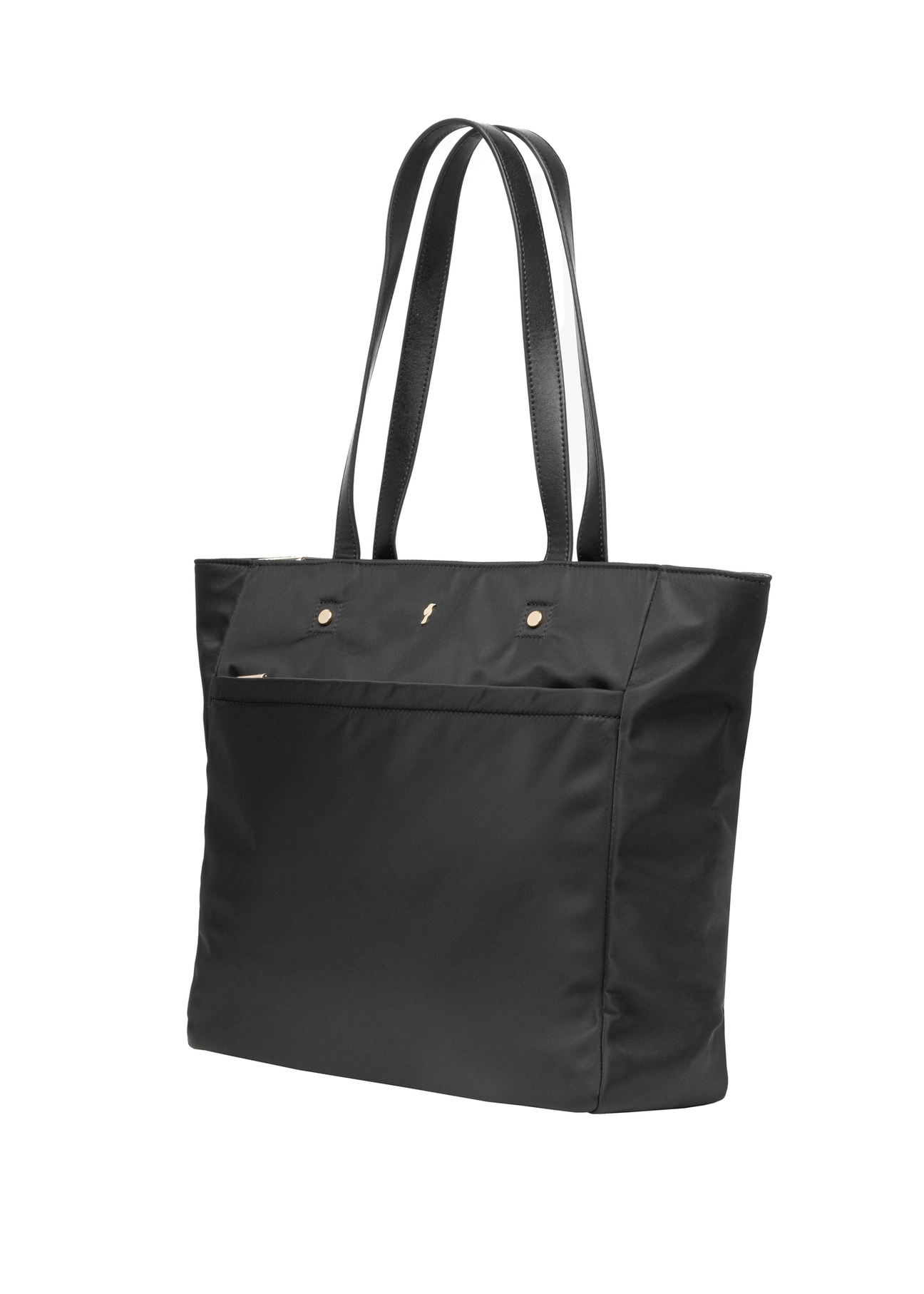 Duża czarna torba typu shopper TOREN-0353-99(Z26), widok produktu skosem na białym tle.