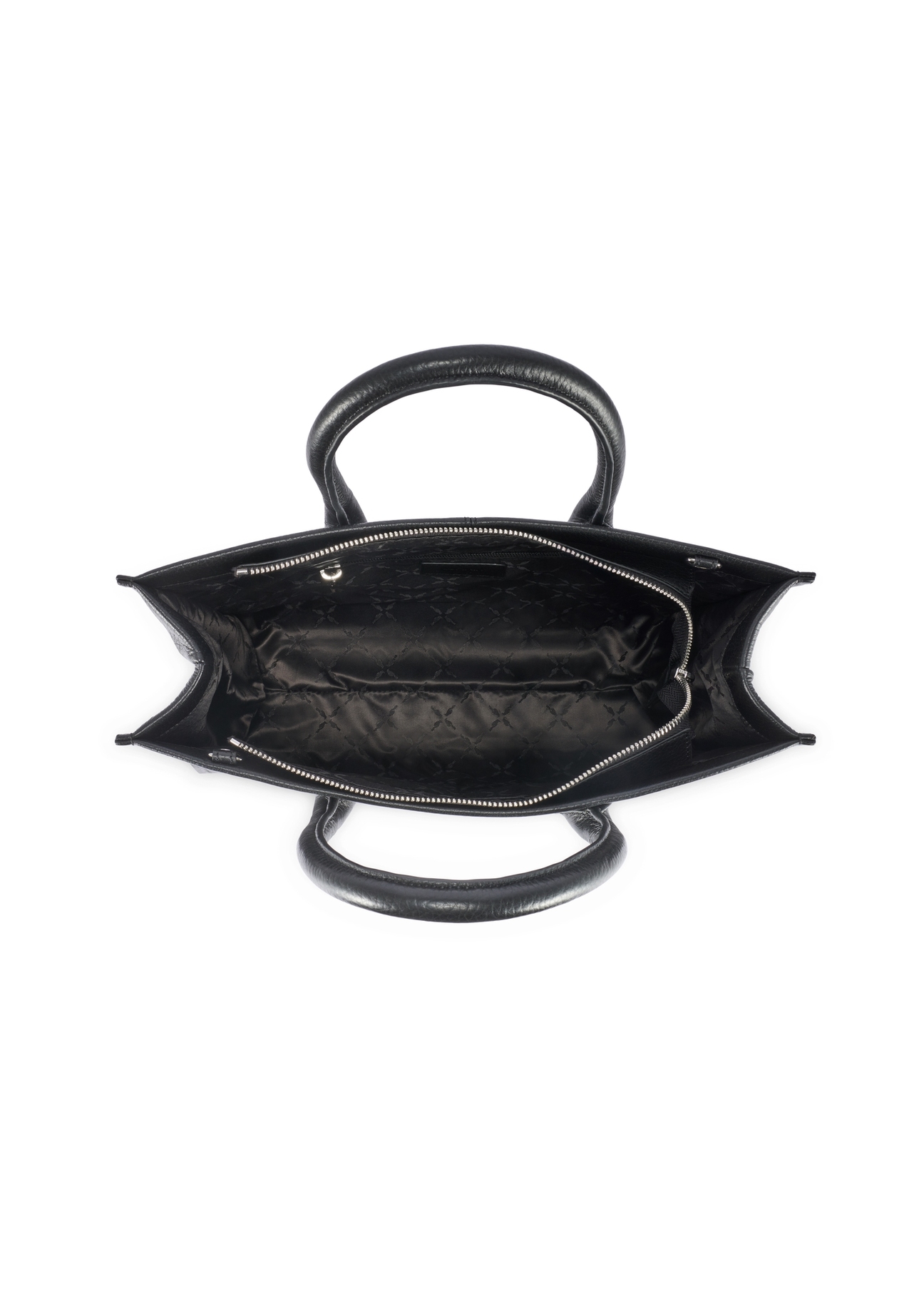 Skórzana torebka damska w kolorze czarnym TORES-1206-9I(W26), widok produktu w środku na białym tle.