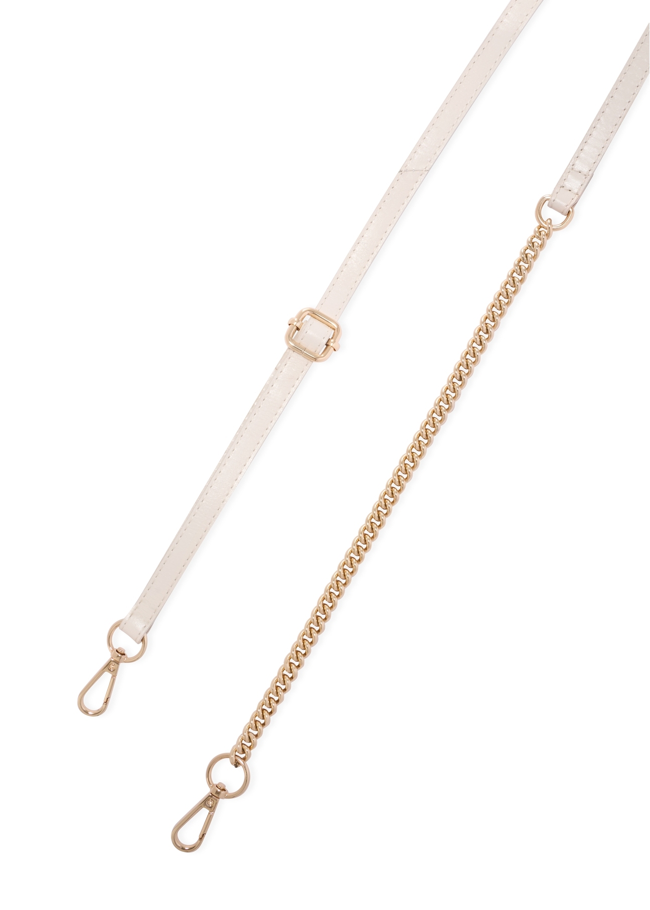 Skórzana kremowa torebka kuferek TORES-1270-0B(W26), widok paska produktu na białym tle.