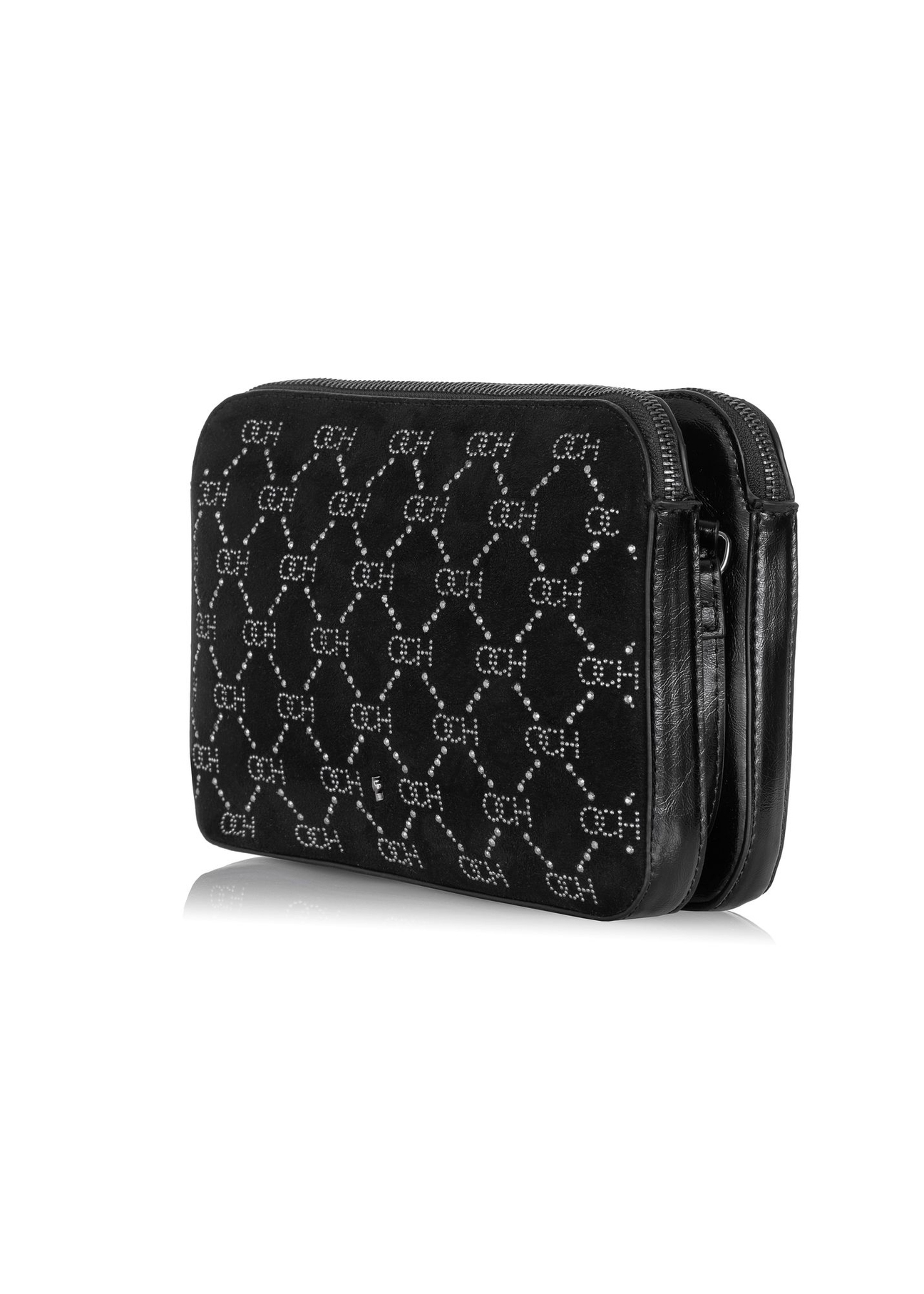 Czarna torebka damska z monogramem TOREC-0522B-96(Z23)-02