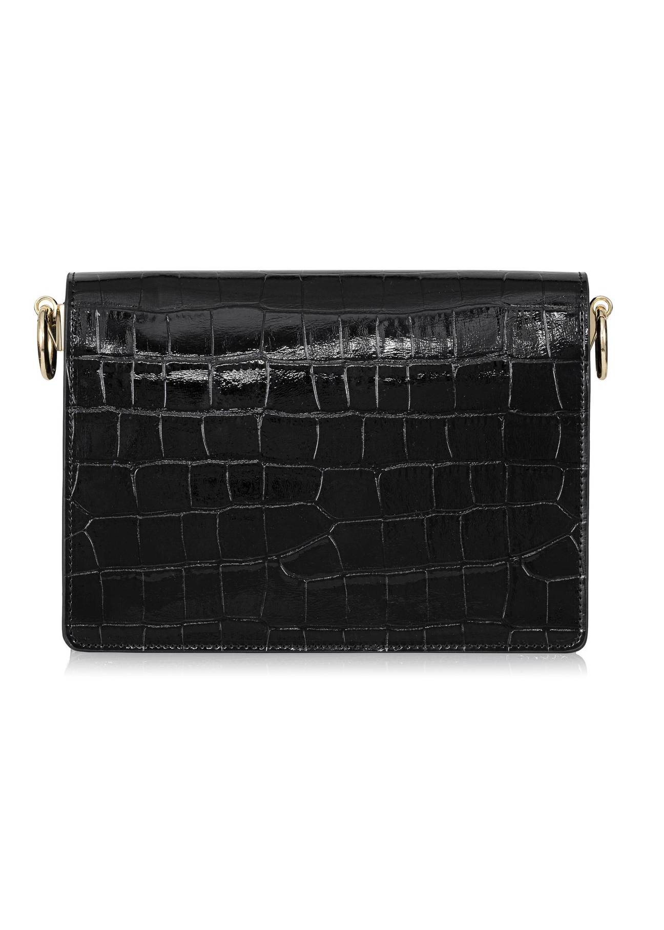 Czarna torebka damska lakierowana croco TOREC-0750-99(W23)-04