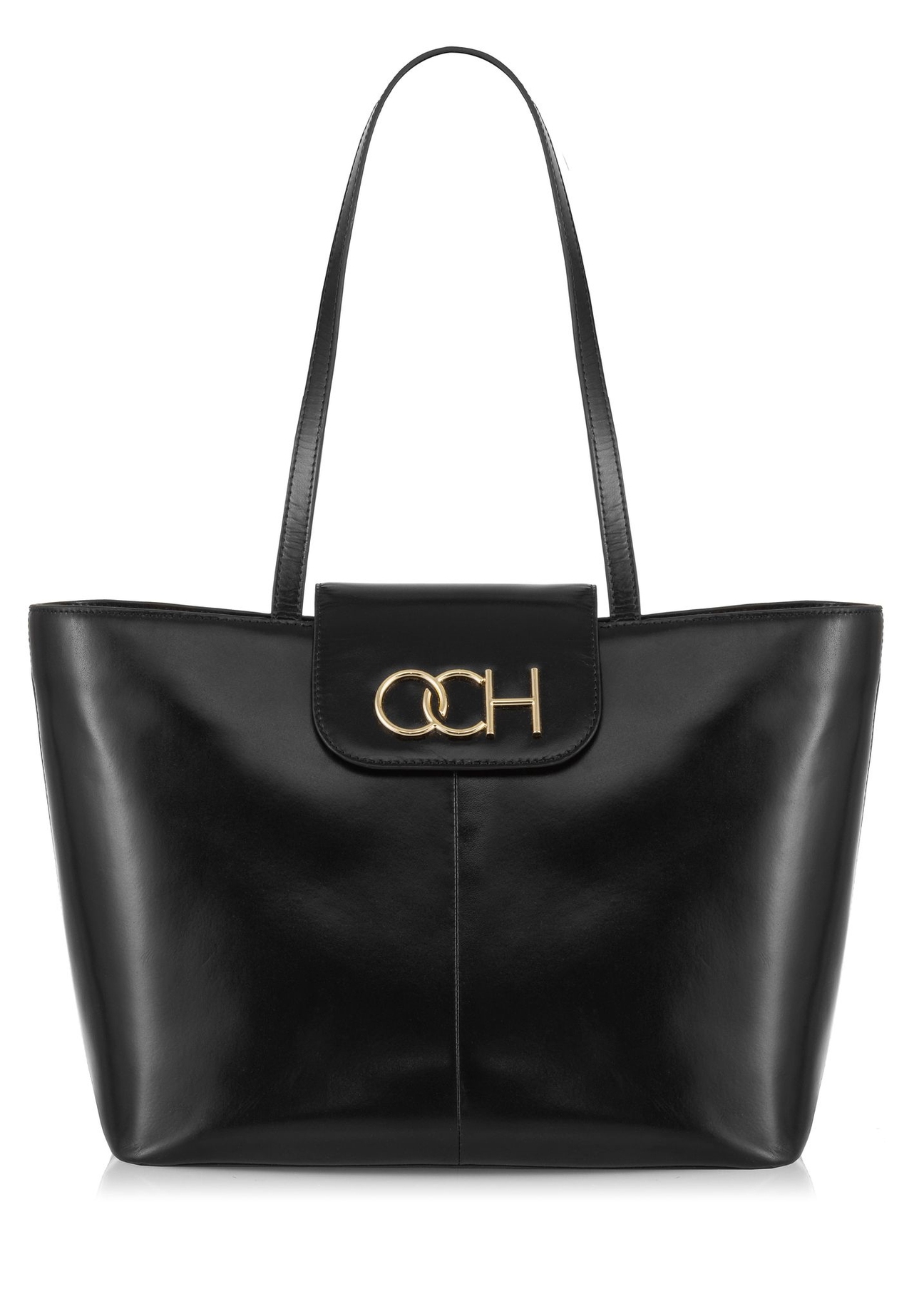 Czarna skórzana torebka shopper TORES-0996-99(W24)-01