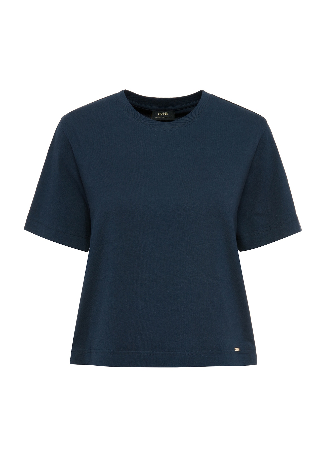 Bawełniany granatowy T-shirt damski TSHDT-0138-69(W25)-04