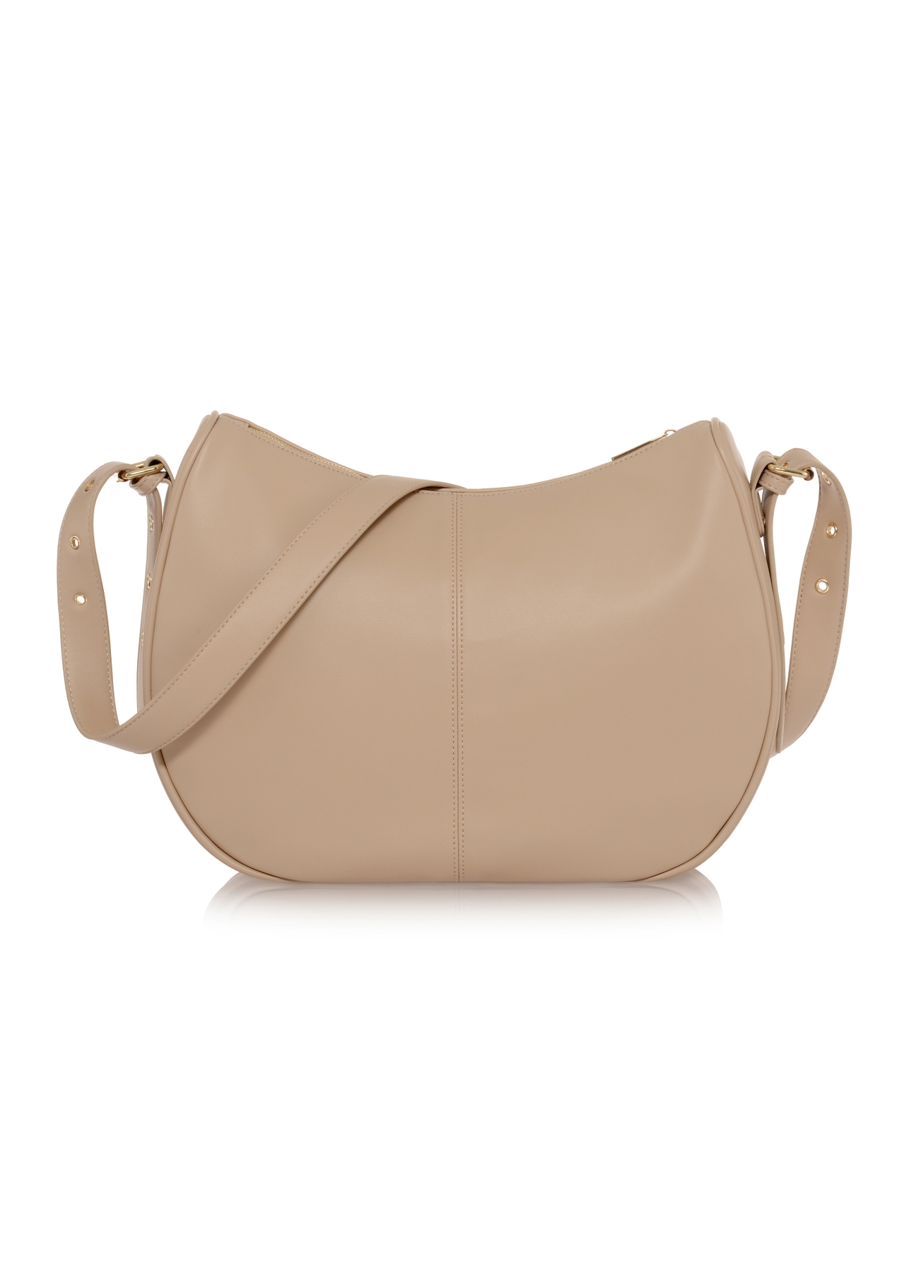 Beżowa torebka damska typu saddle bag TOREC-0814-80(W23)-04