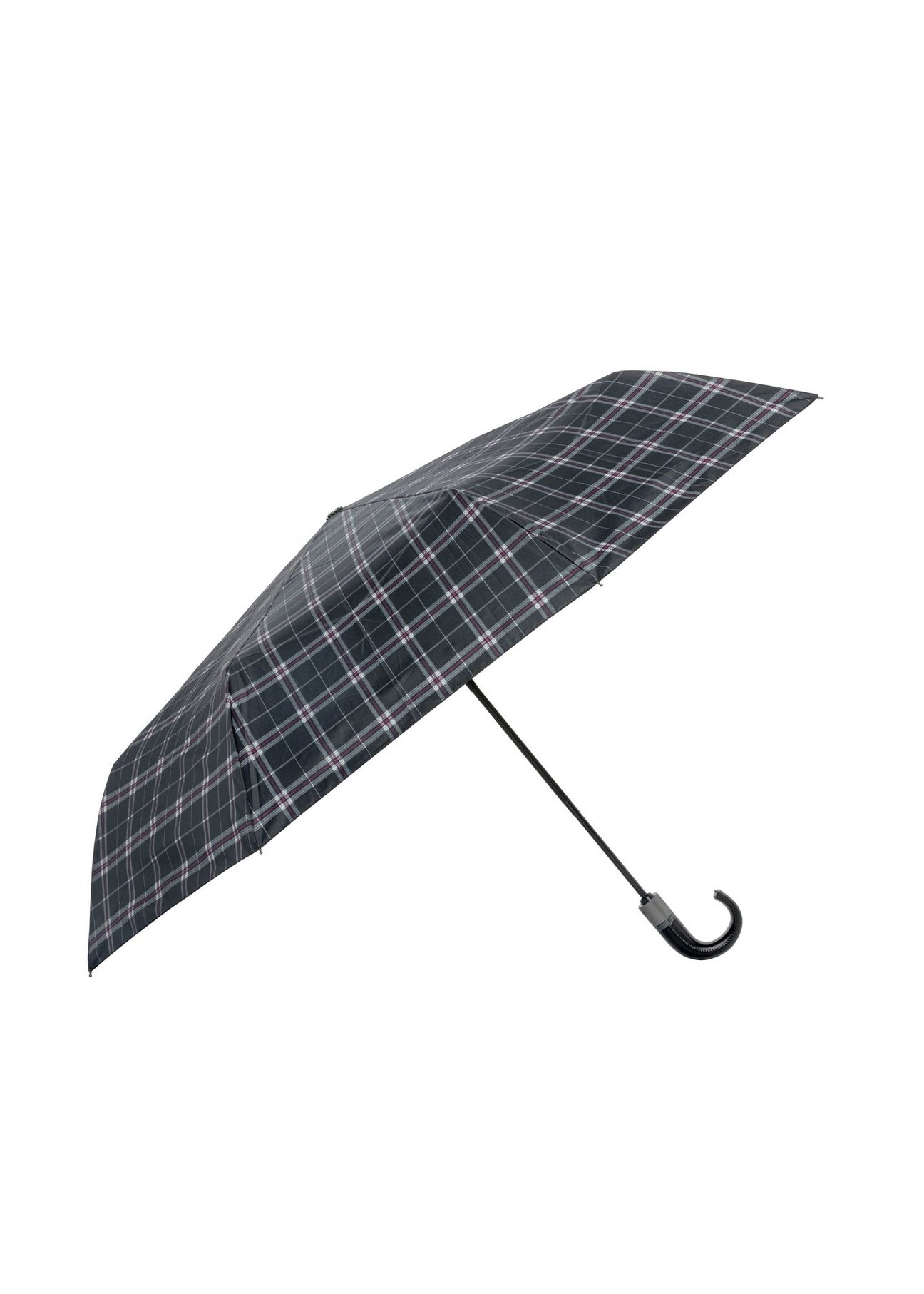 Parasol męski w kratę PARSM-0002-9D(W26) - widok produktu z boku, na białym tle. 