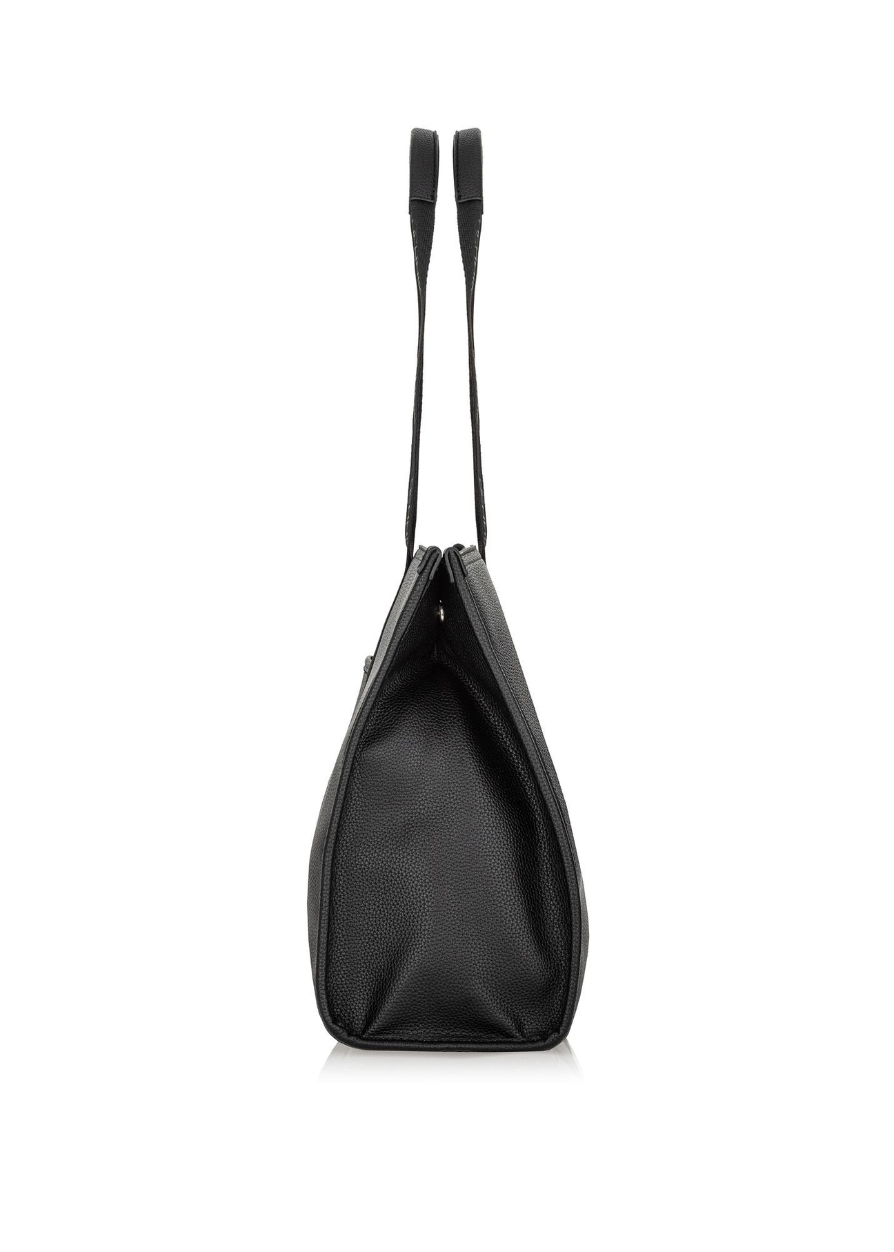 Czarna duża torebka shopper TOREC-0977A-99(Z25) - widok produktu z boku na białym tle. 